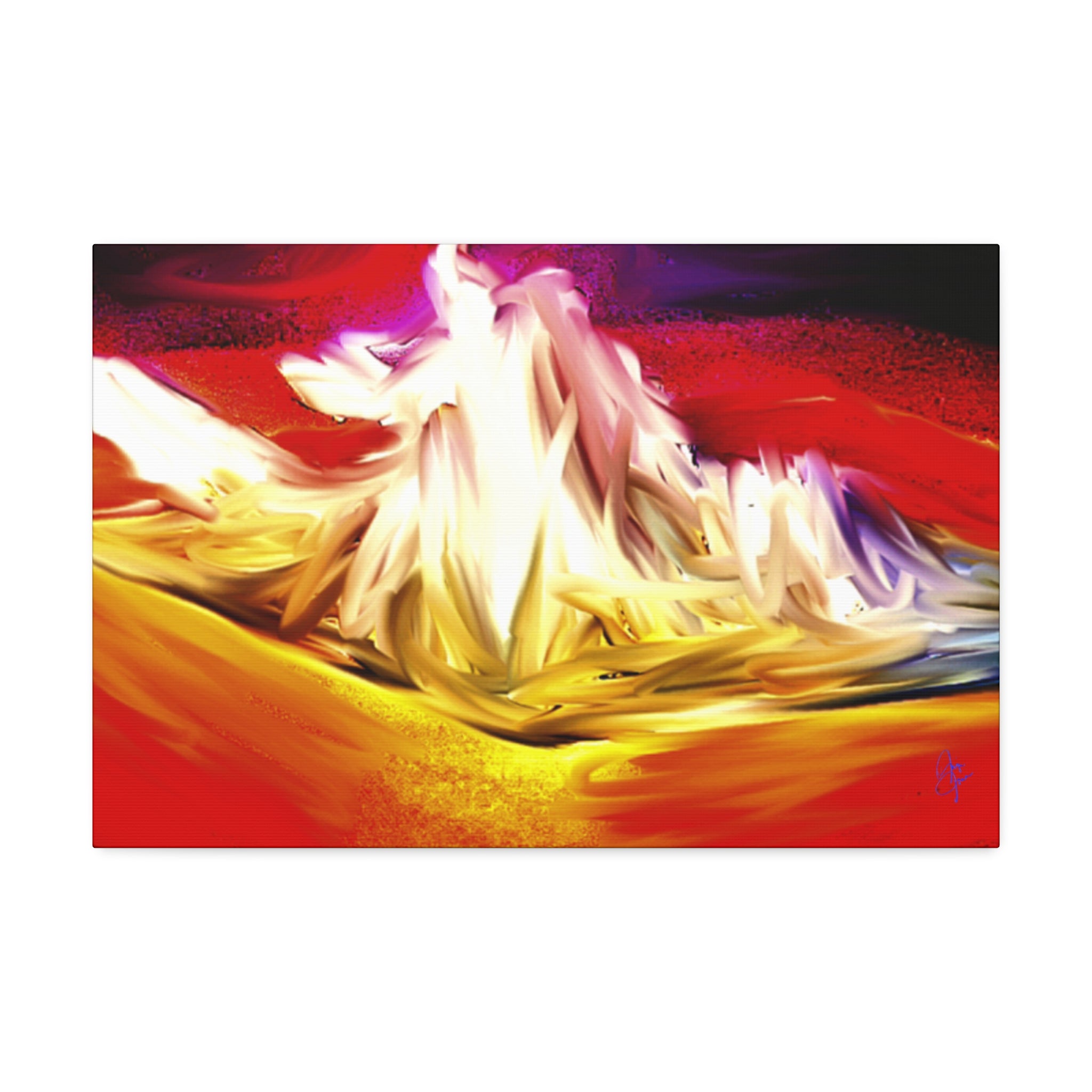 Abstract Campfire Canvas Print — Vibrant Red & Gold Stretched Wall Art