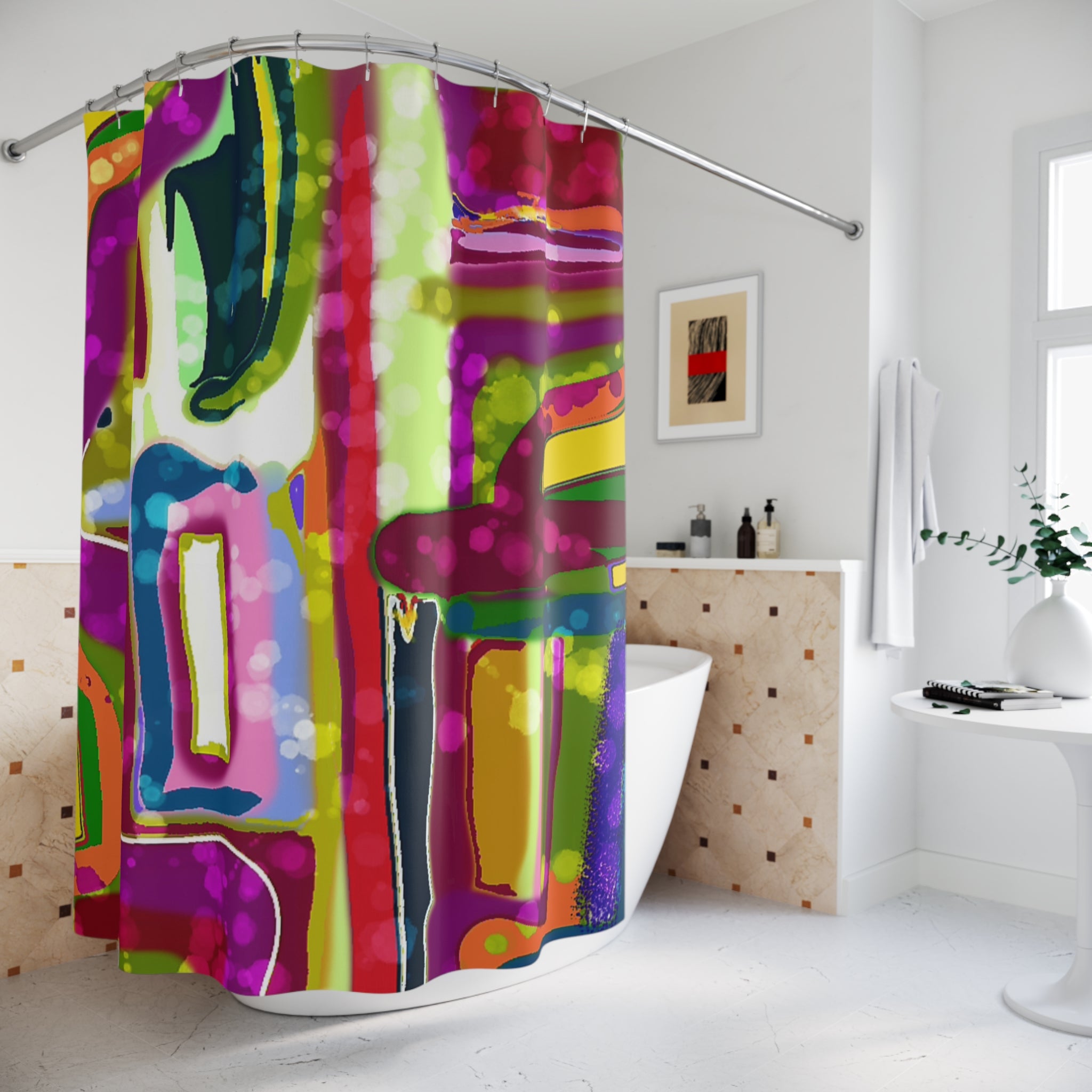 Abstract Neon Graffiti Shower Curtain