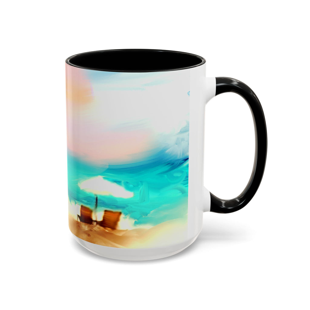 Beach Sunrise Accent Coffee Mug — Tropical Ocean Scene 11/15oz