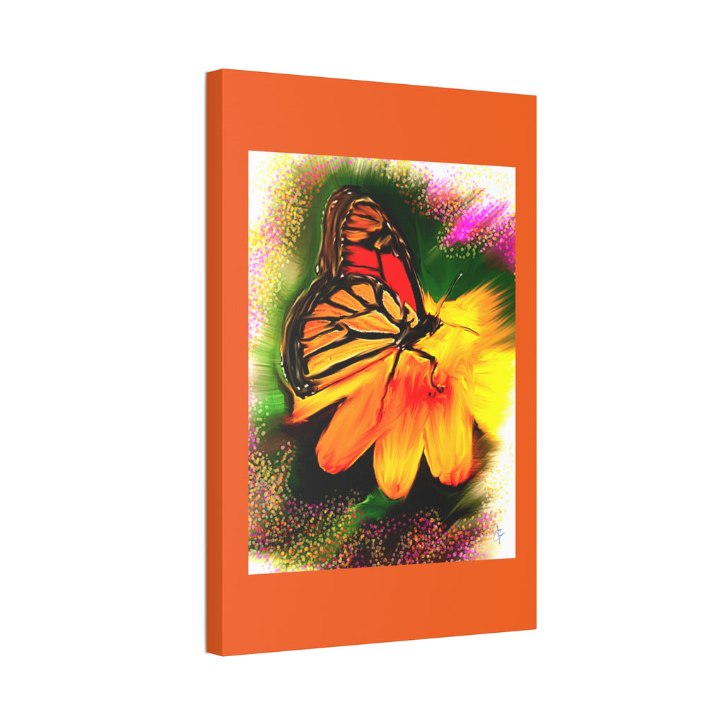 Butterfly Garden Canvas Stretched Art – Vibrant Monarch Wall Decor (1.5" Depth)