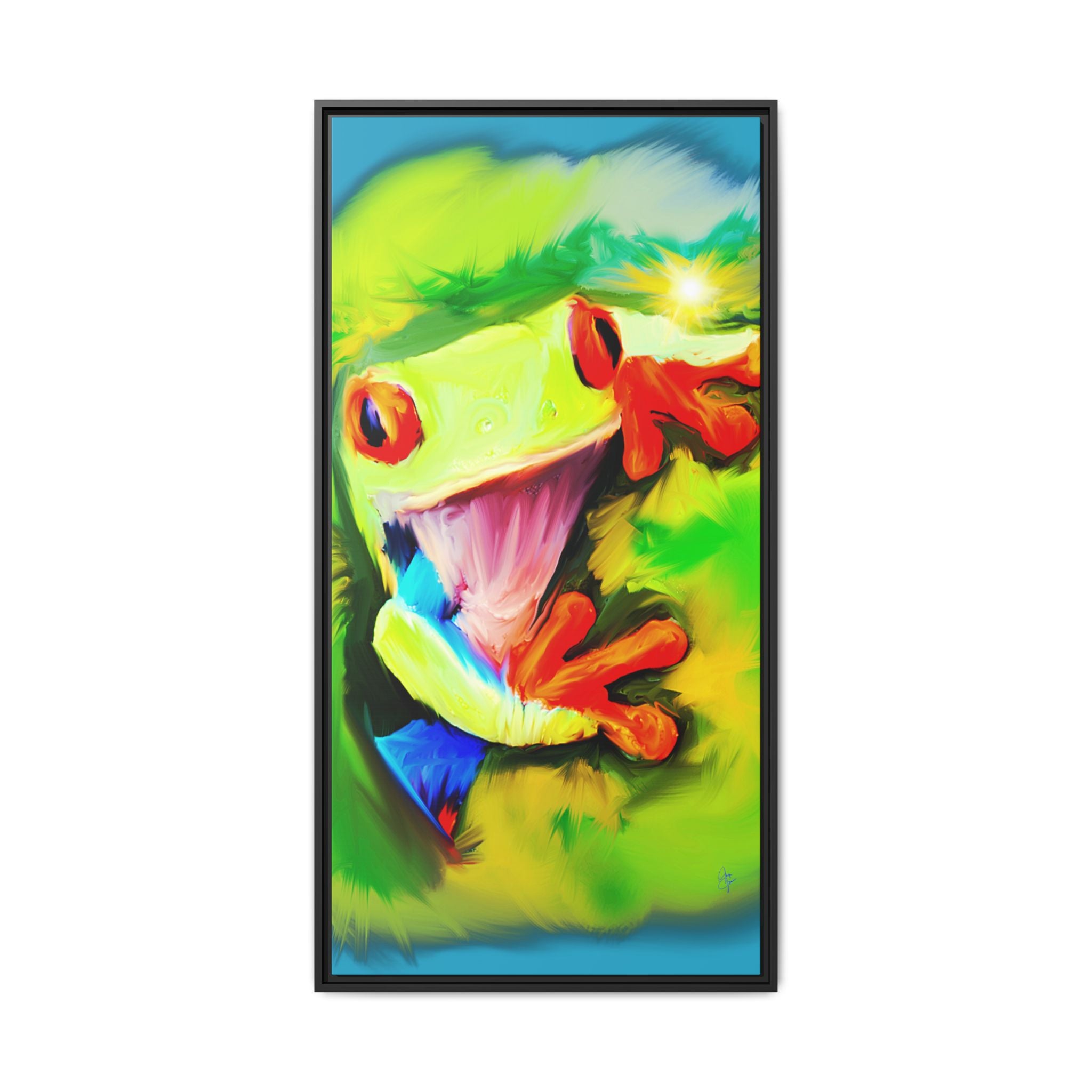 Colorful Tree Frog Matte Canvas Print — Framed Tropical Wall Art