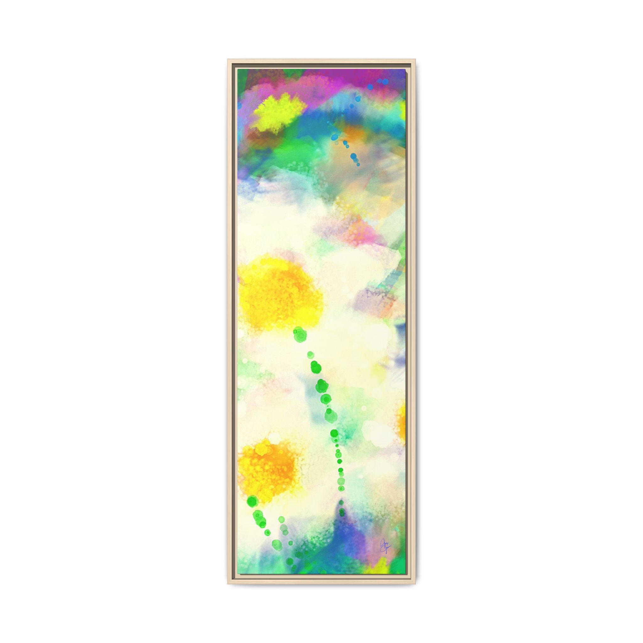Framed Matte Canvas - Watercolor Yellow Floral Abstract Wall Art
