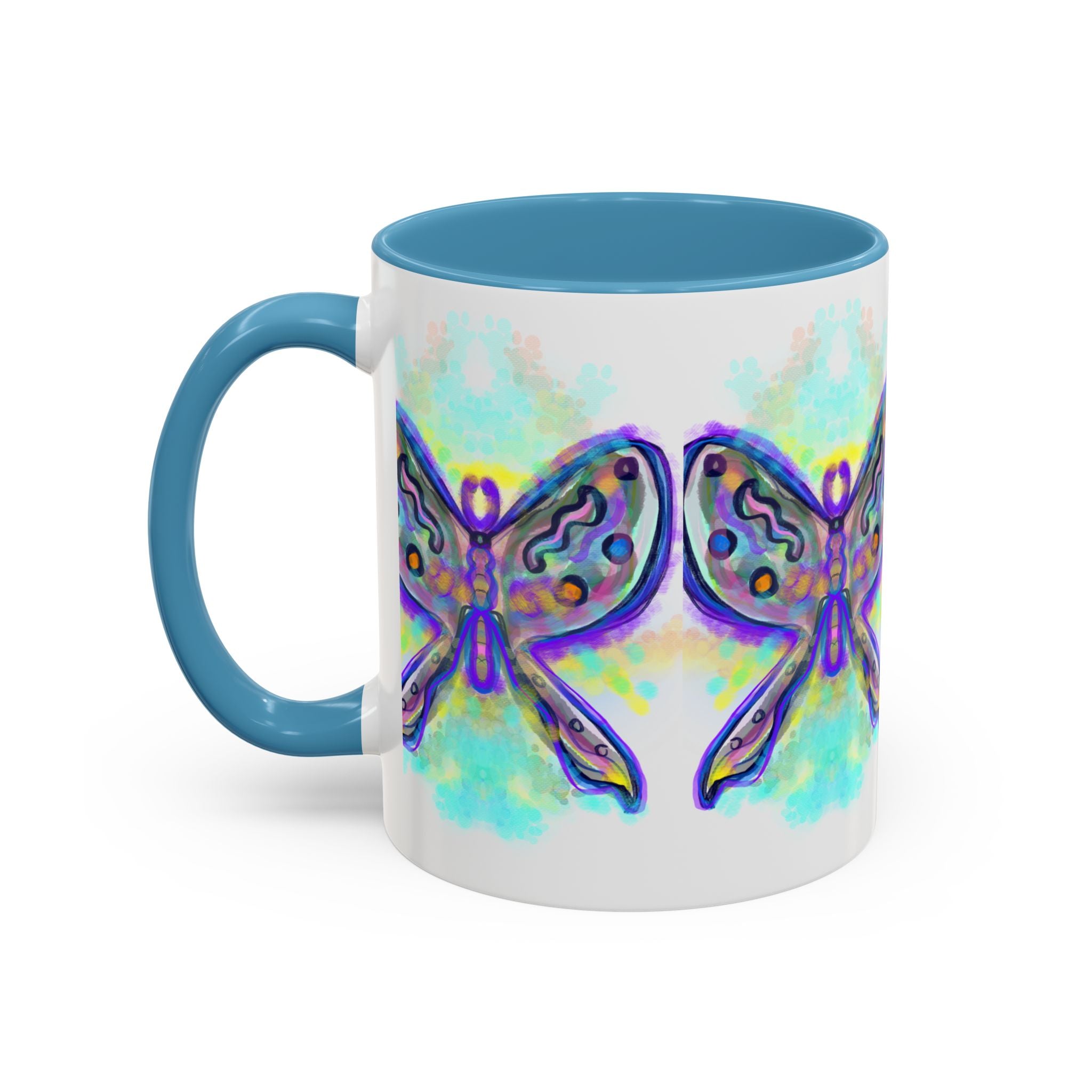Butterfly Accent Coffee Mug — Colorful Watercolor Butterfly Design (11/15oz)