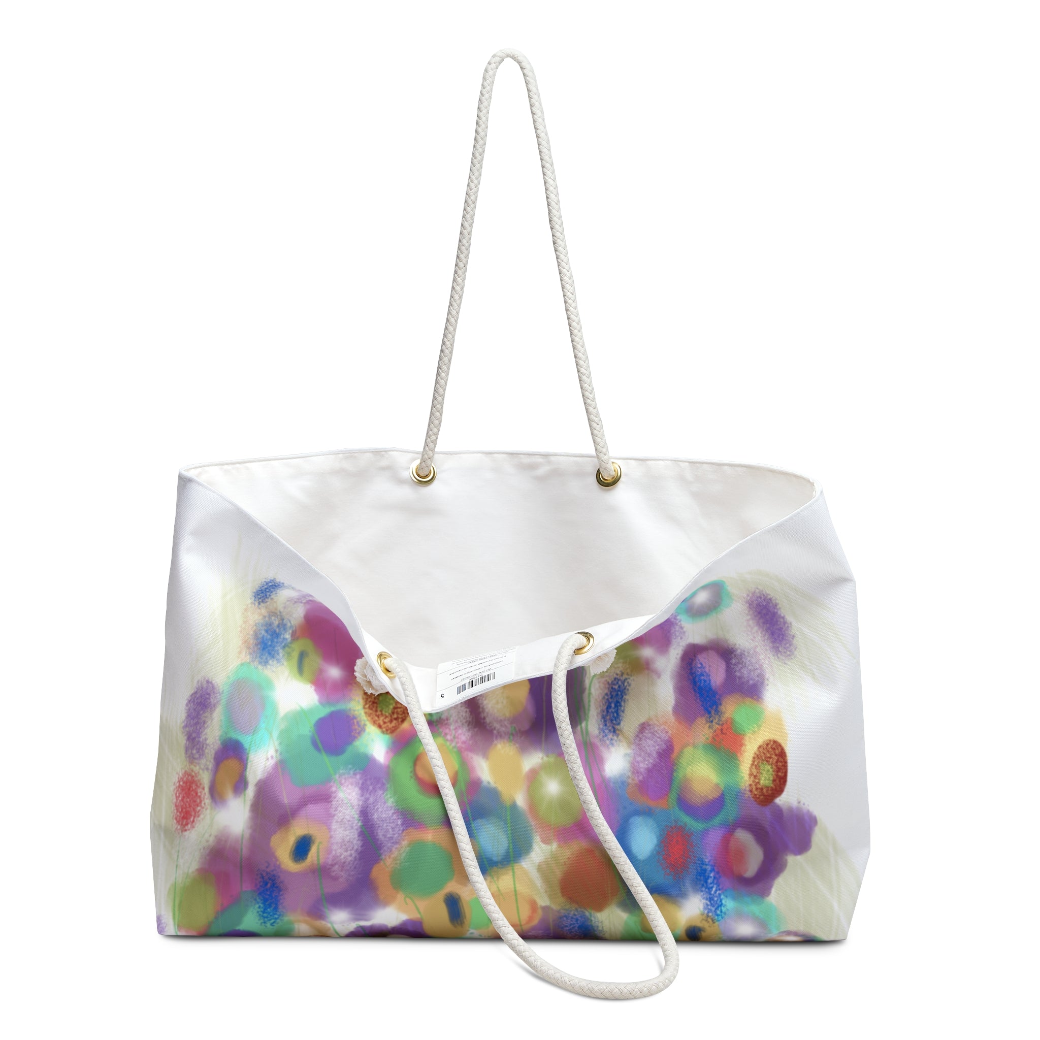 Abstract Floral Weekender Bag — Colorful Watercolor Dots Travel Tote