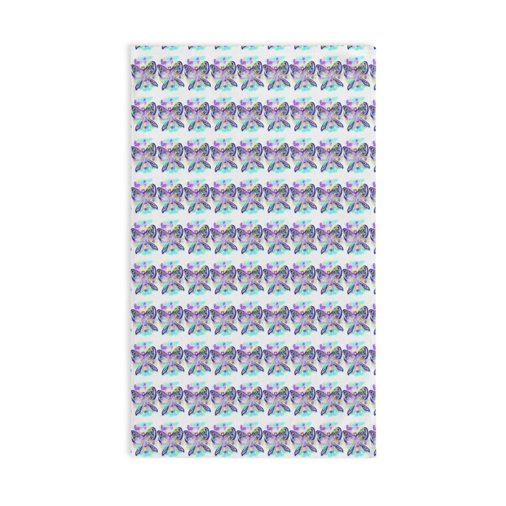Butterfly Watercolor Hand Towel - Pastel Rainbow Kids Bath & Kitchen Accent