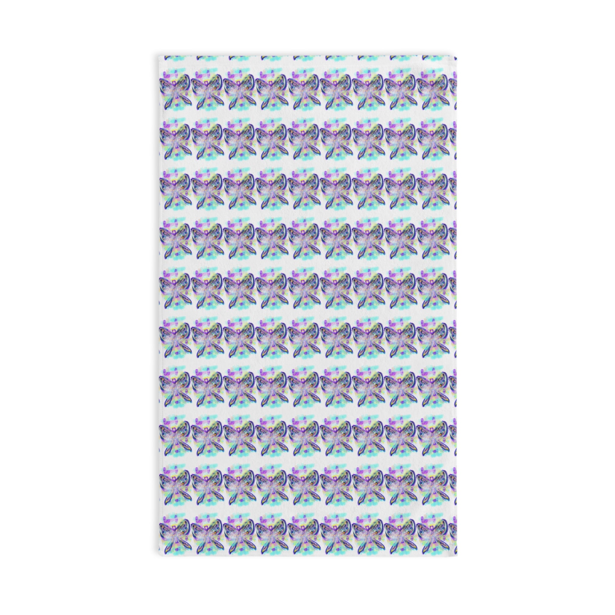 Butterfly Watercolor Hand Towel - Pastel Rainbow Kids Bath & Kitchen Accent