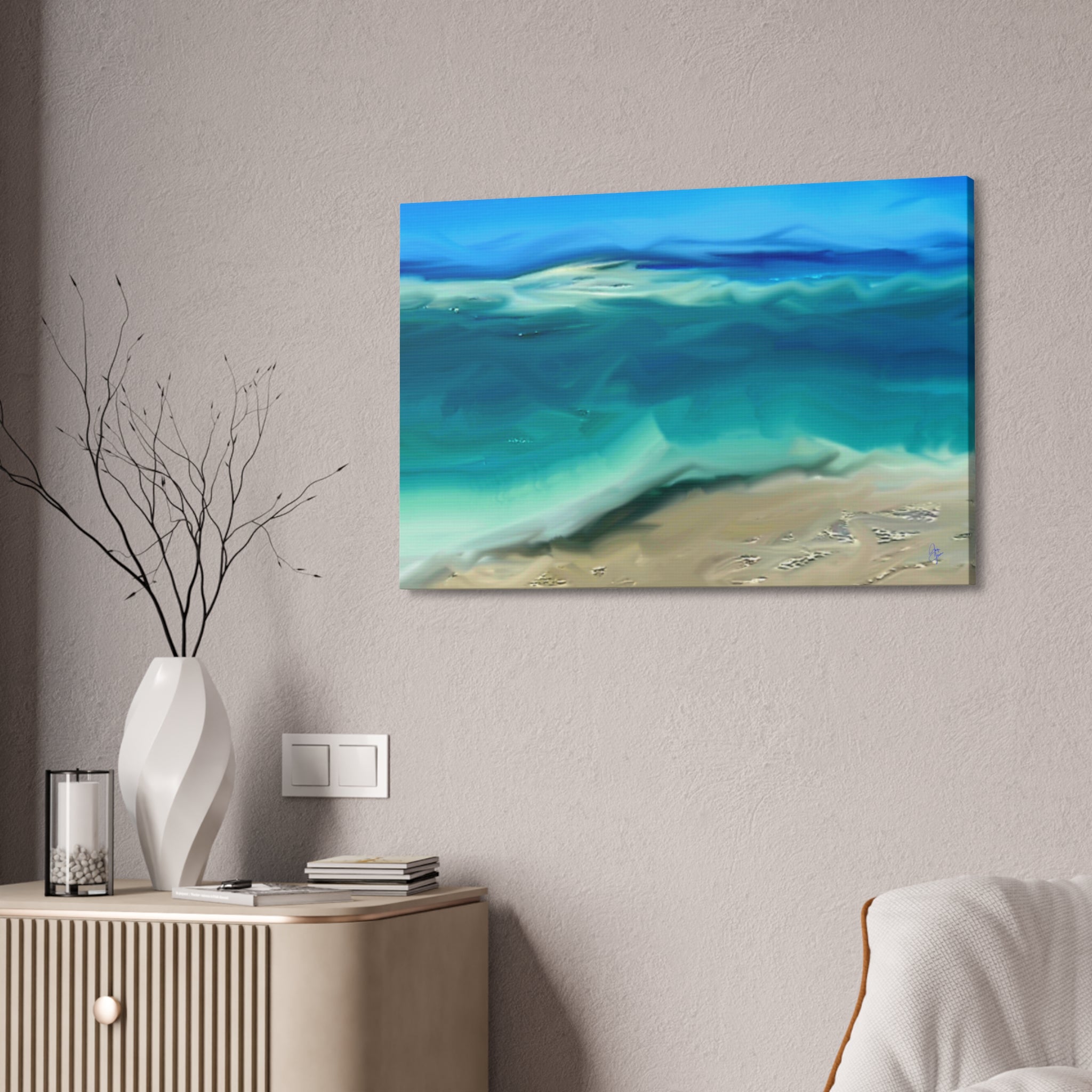 Ocean Waves Canvas Wall Art — Coastal Beach Seascape Canvas Print