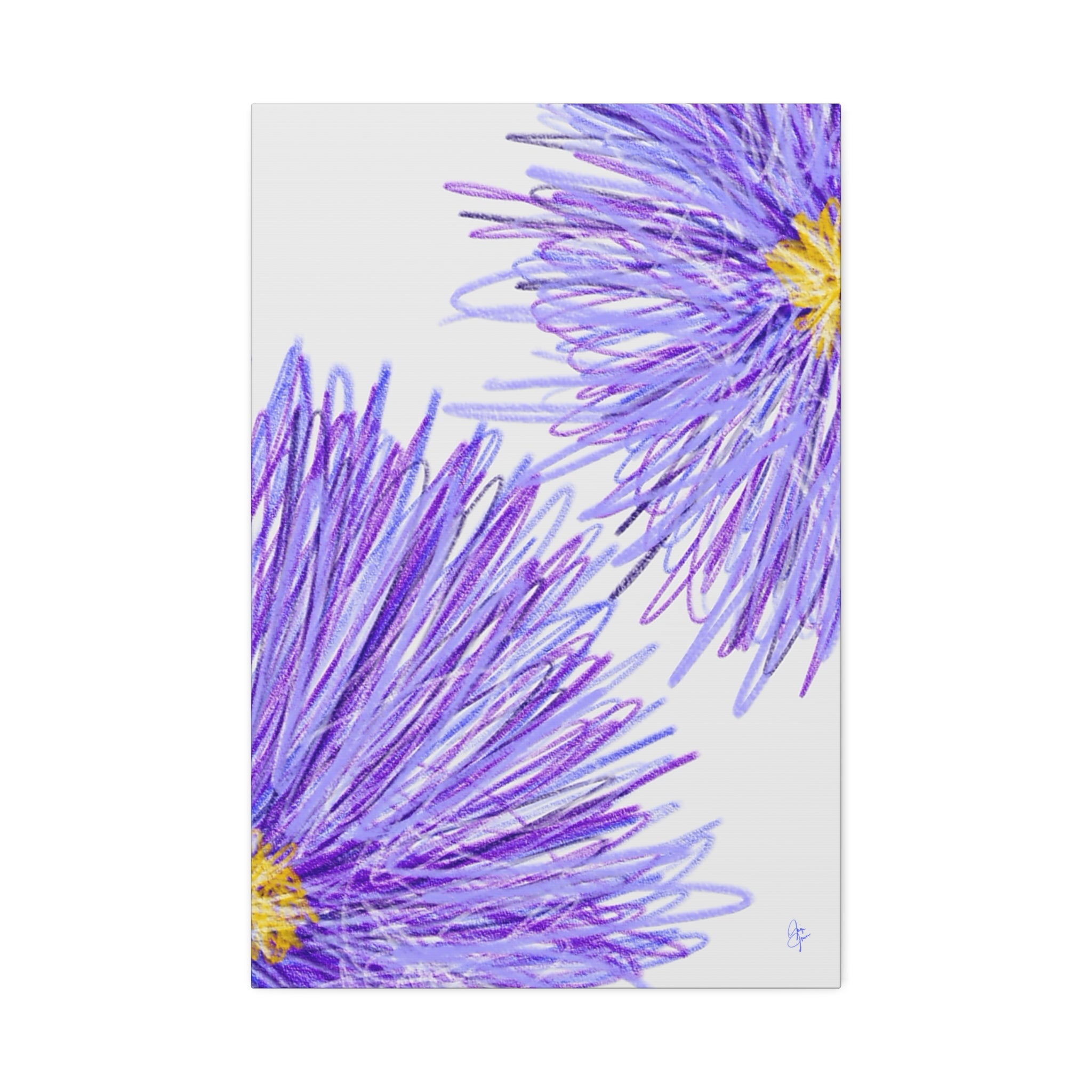 Purple Aster Floral Canvas Wrap – Vibrant Botanical Wall Art, 1.5" Stretched