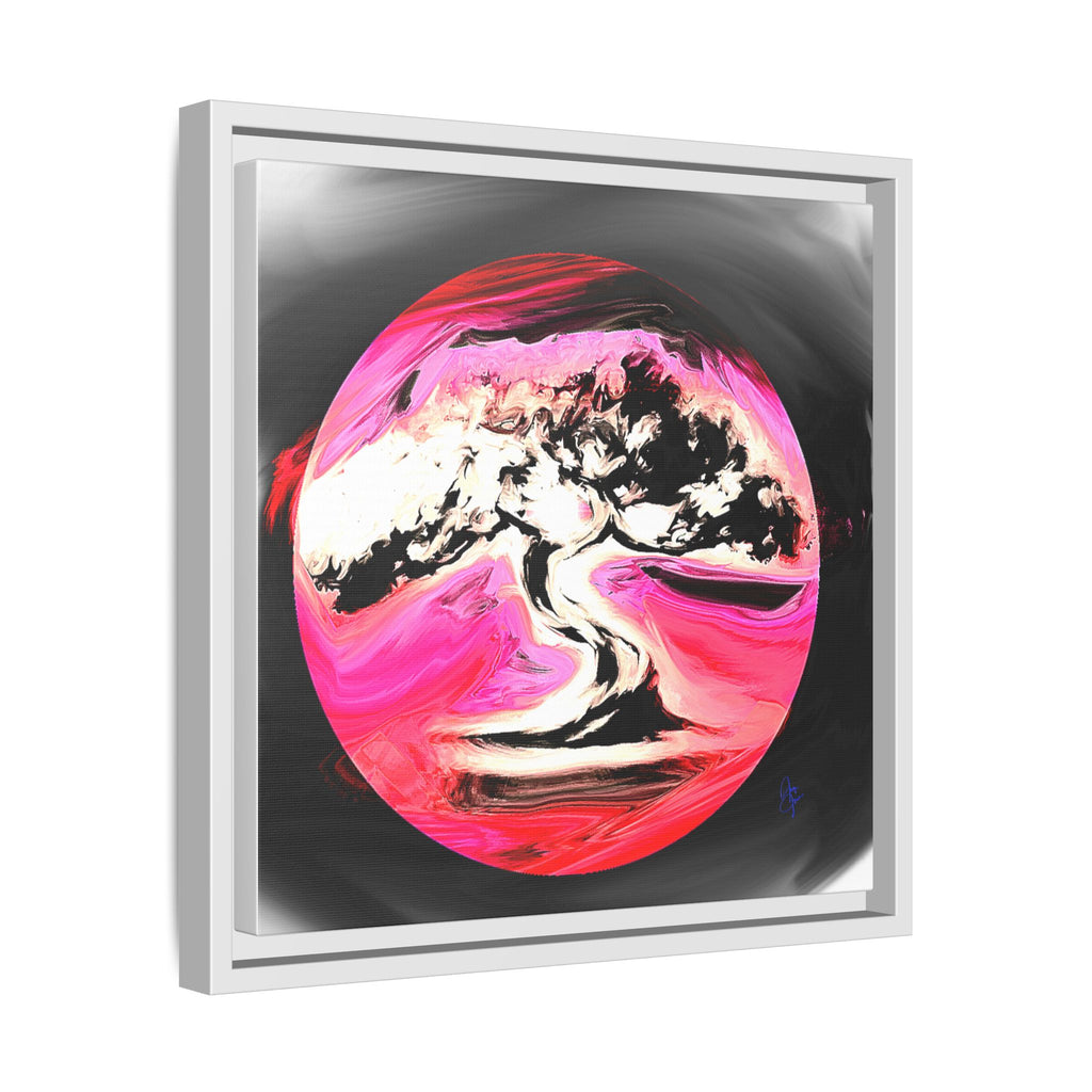 Framed Matte Canvas Art — Pink Marble Bonsai Tree