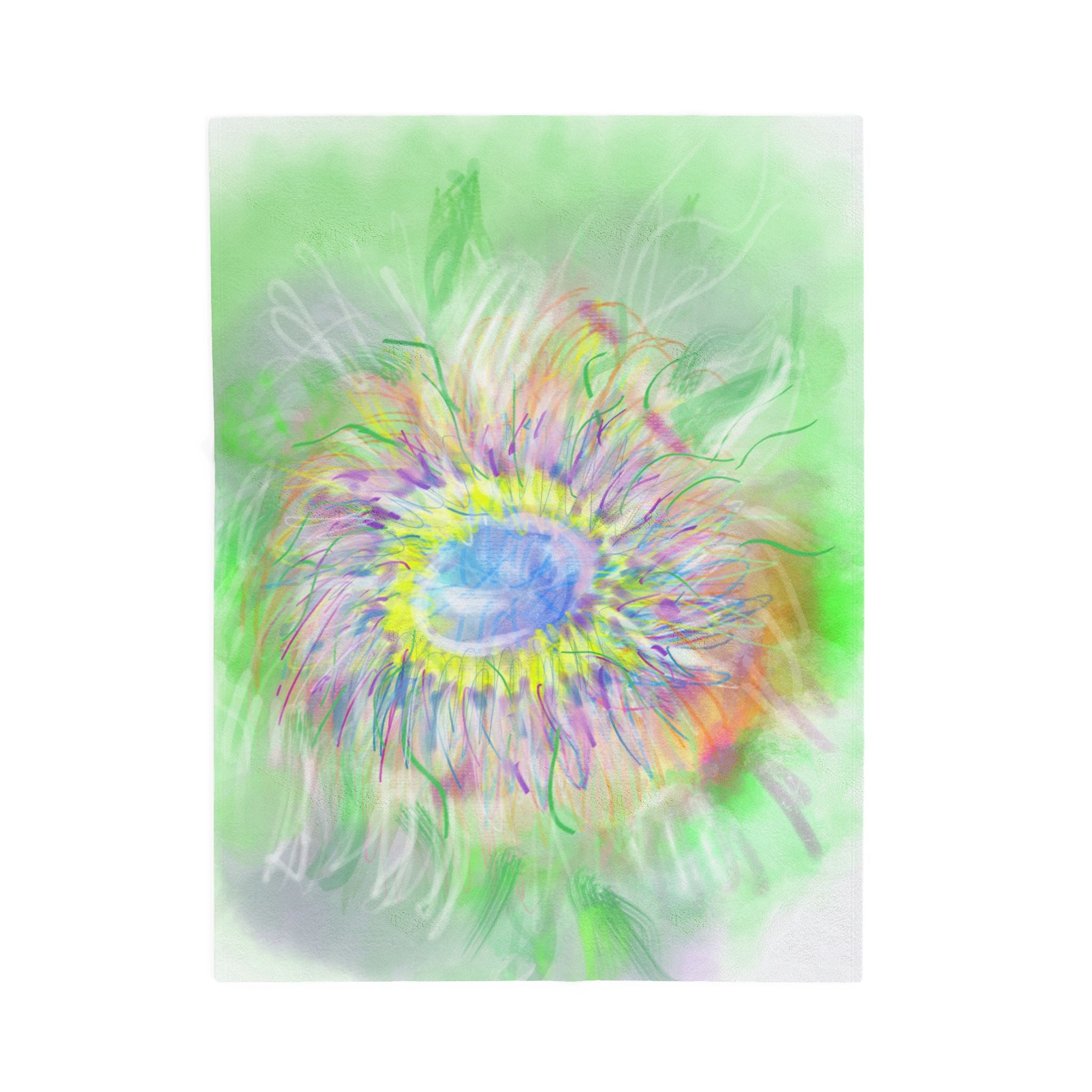 Velveteen Plush Blanket — Pastel Watercolor Sunflower Cozy Throw