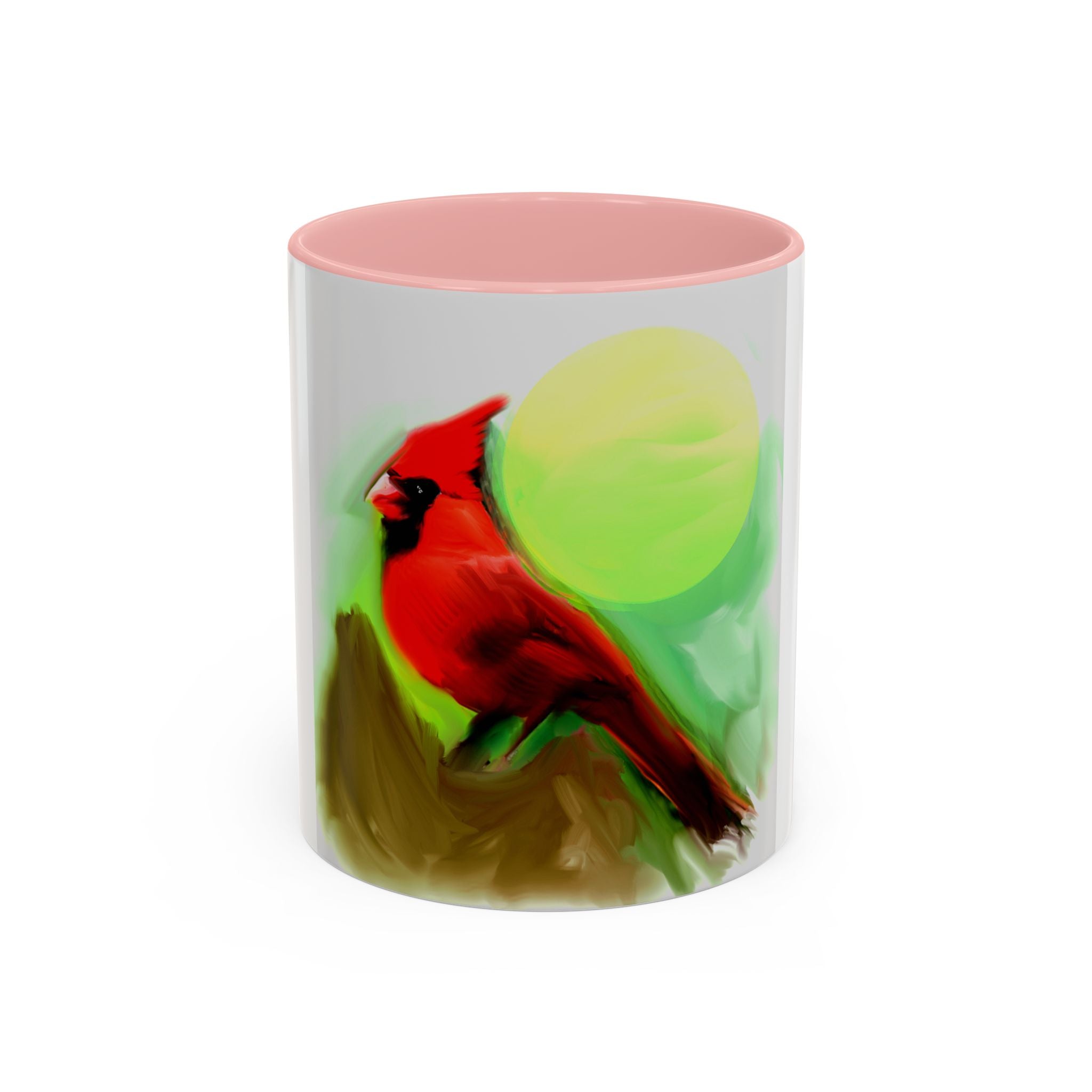 Cardinal Bird Accent Coffee Mug — Red Cardinal Sunrise Art Ceramic Mug (11/15 oz)
