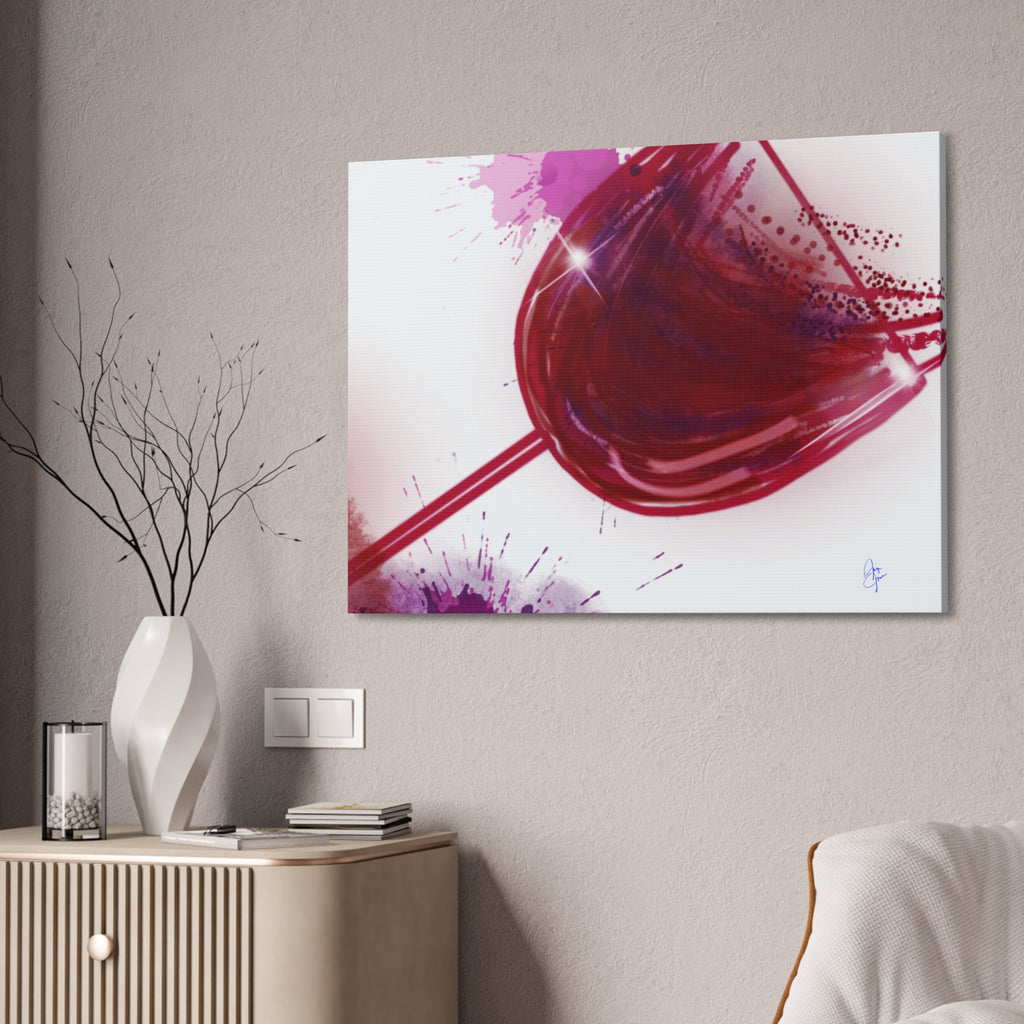 Wine Glass Art Canvas — Red Wine Splash Stretched Wall Art (1.5" Depth)
