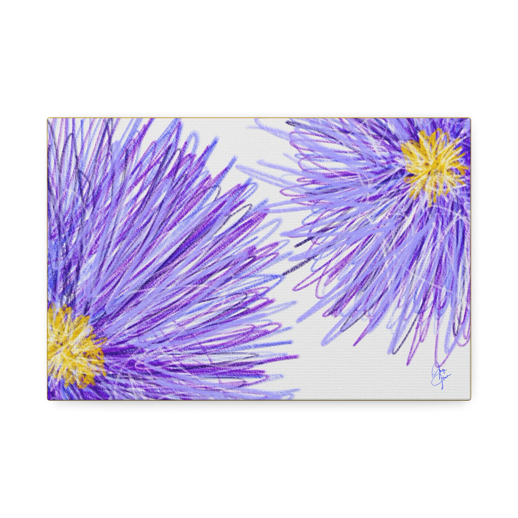 Purple Aster Floral Canvas Wrap – Vibrant Botanical Wall Art, 1.5" Stretched