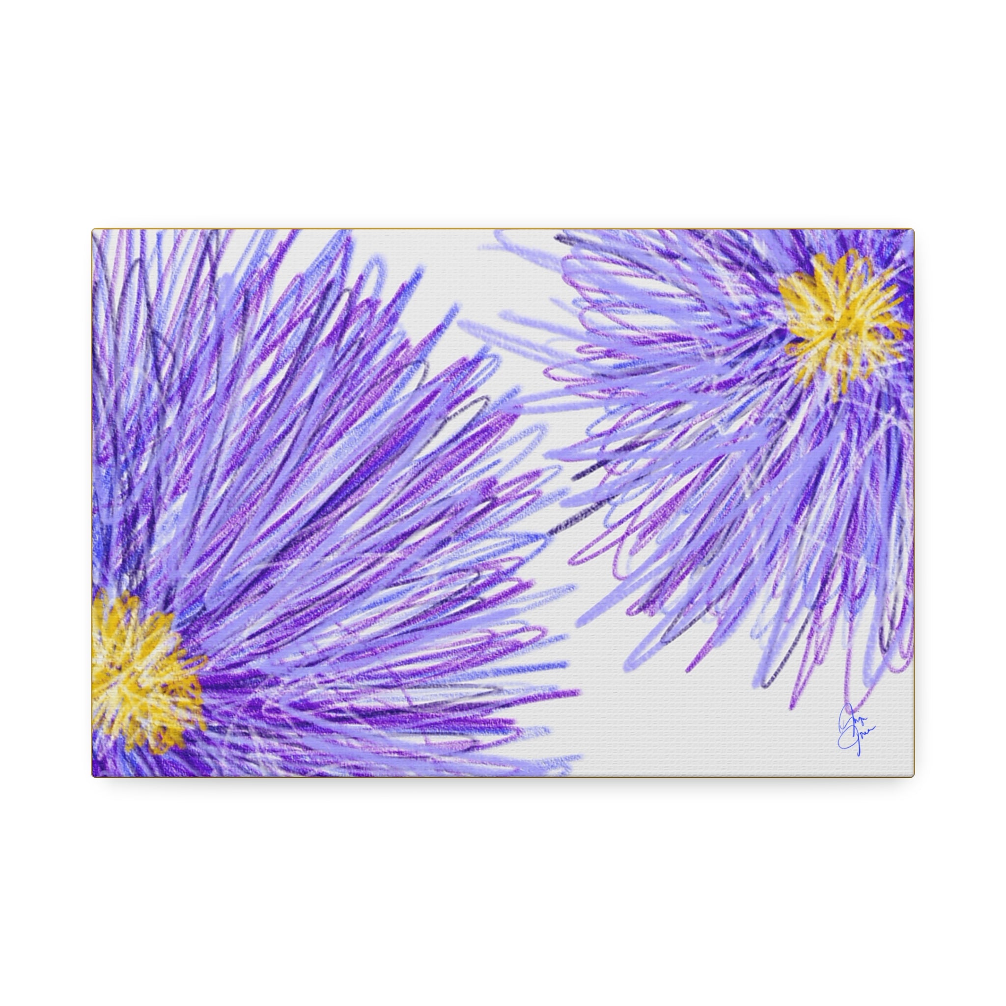 Purple Aster Floral Canvas Wrap – Vibrant Botanical Wall Art, 1.5" Stretched