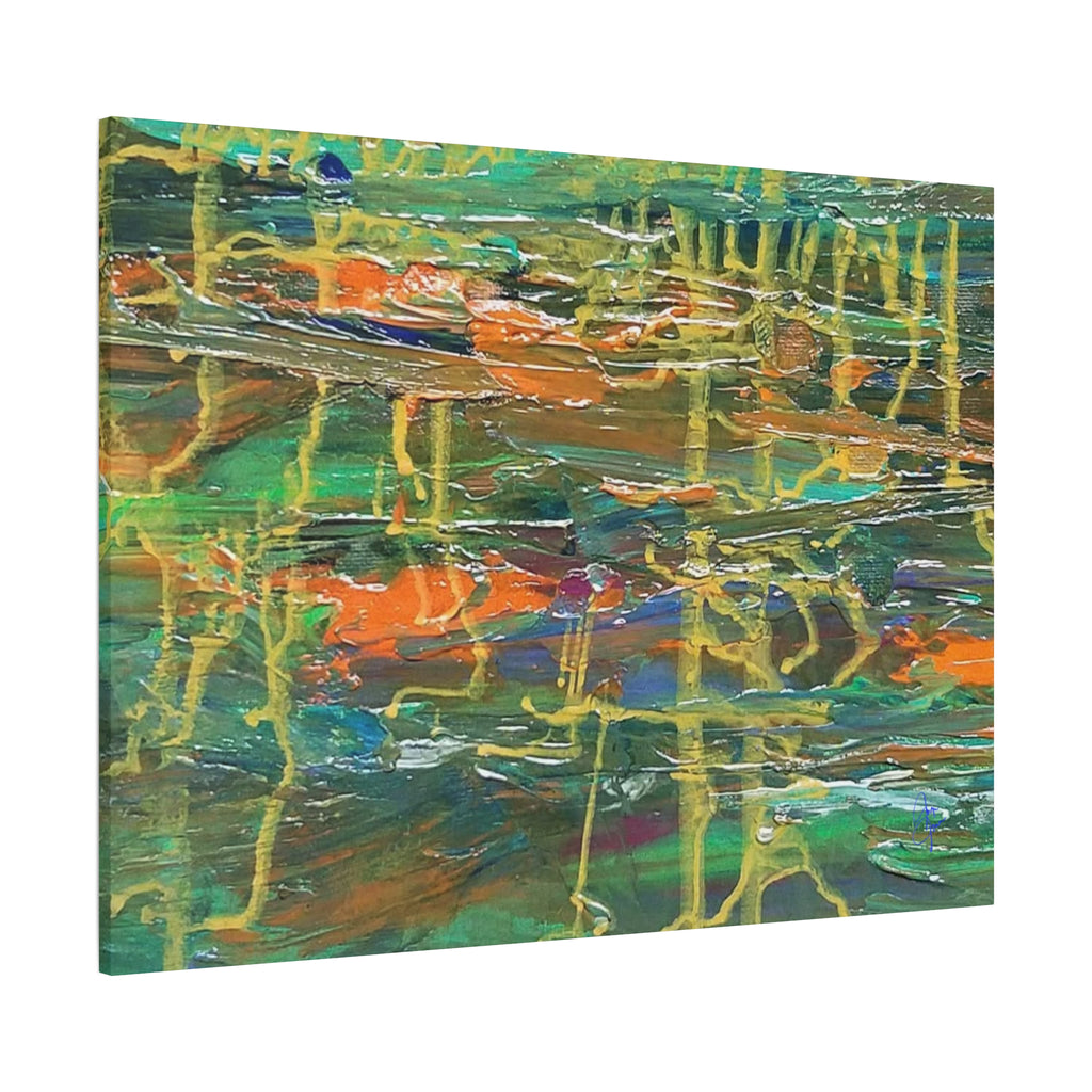Abstract Green & Orange Matte Canvas Wall Art - Stretched 1.25"