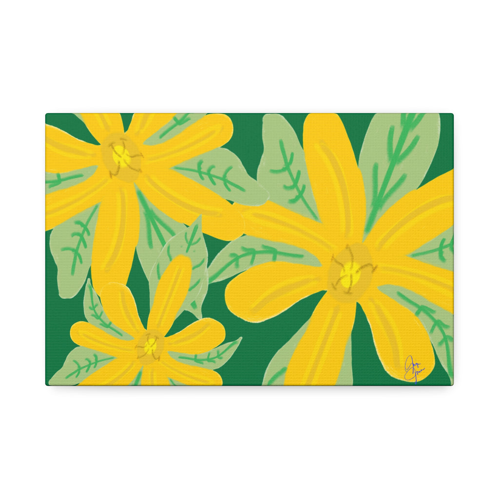 Yellow Daisy Canvas Wall Art — Bright Floral Stretched Canvas (1.5" Depth)