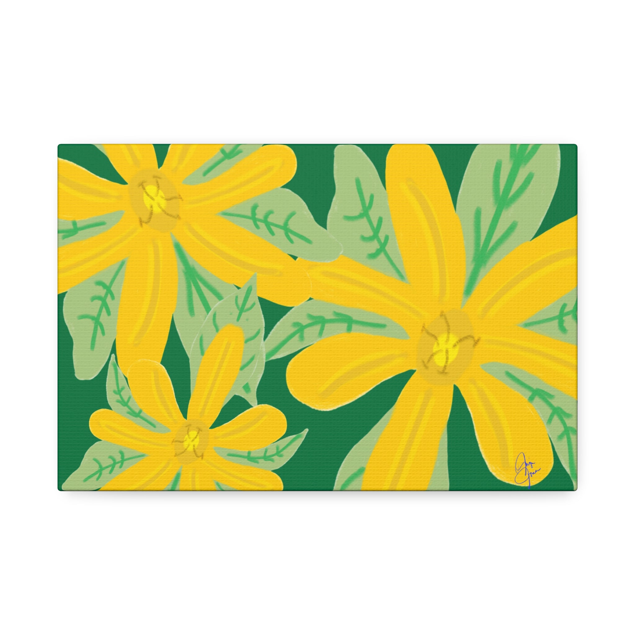 Yellow Daisy Canvas Wall Art — Bright Floral Stretched Canvas (1.5" Depth)
