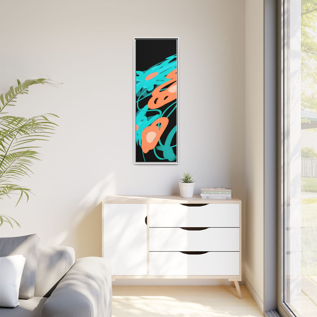 Abstract Teal & Coral Splash Framed Canvas