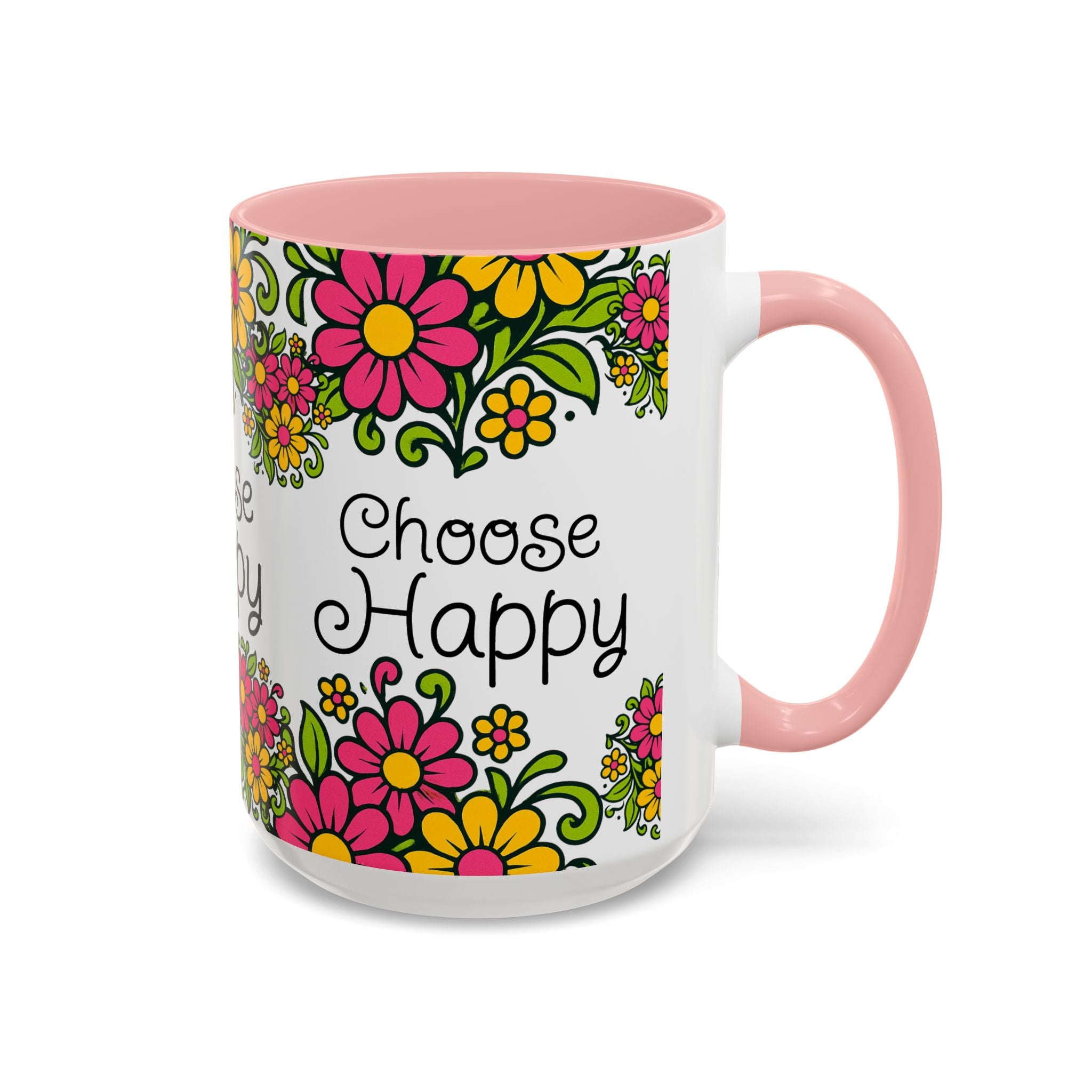 Choose Happy Floral Coffee Mug — Accent 11/15oz