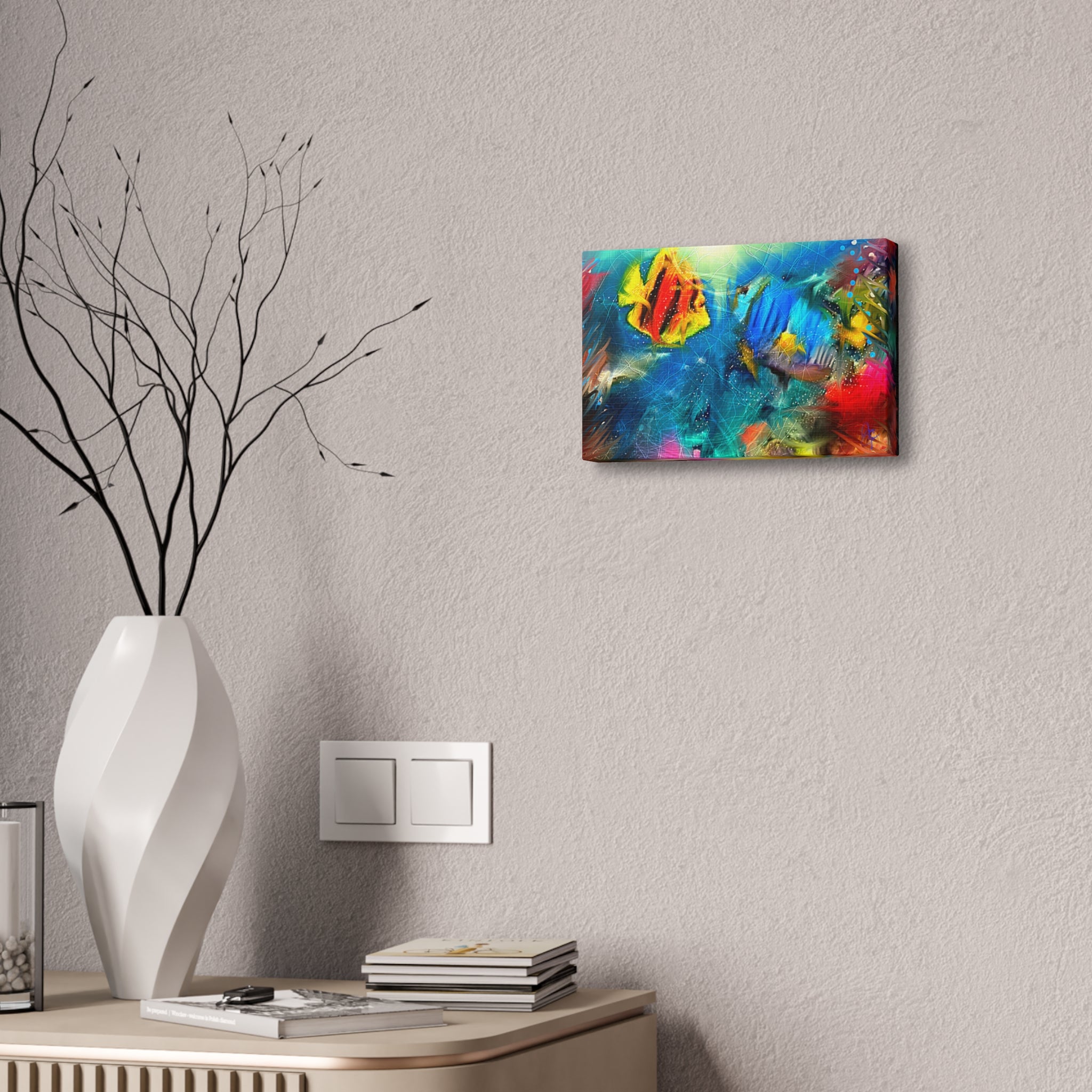 Abstract Tropical Fish Canvas – Colorful Ocean Wall Art (Stretched 1.5")