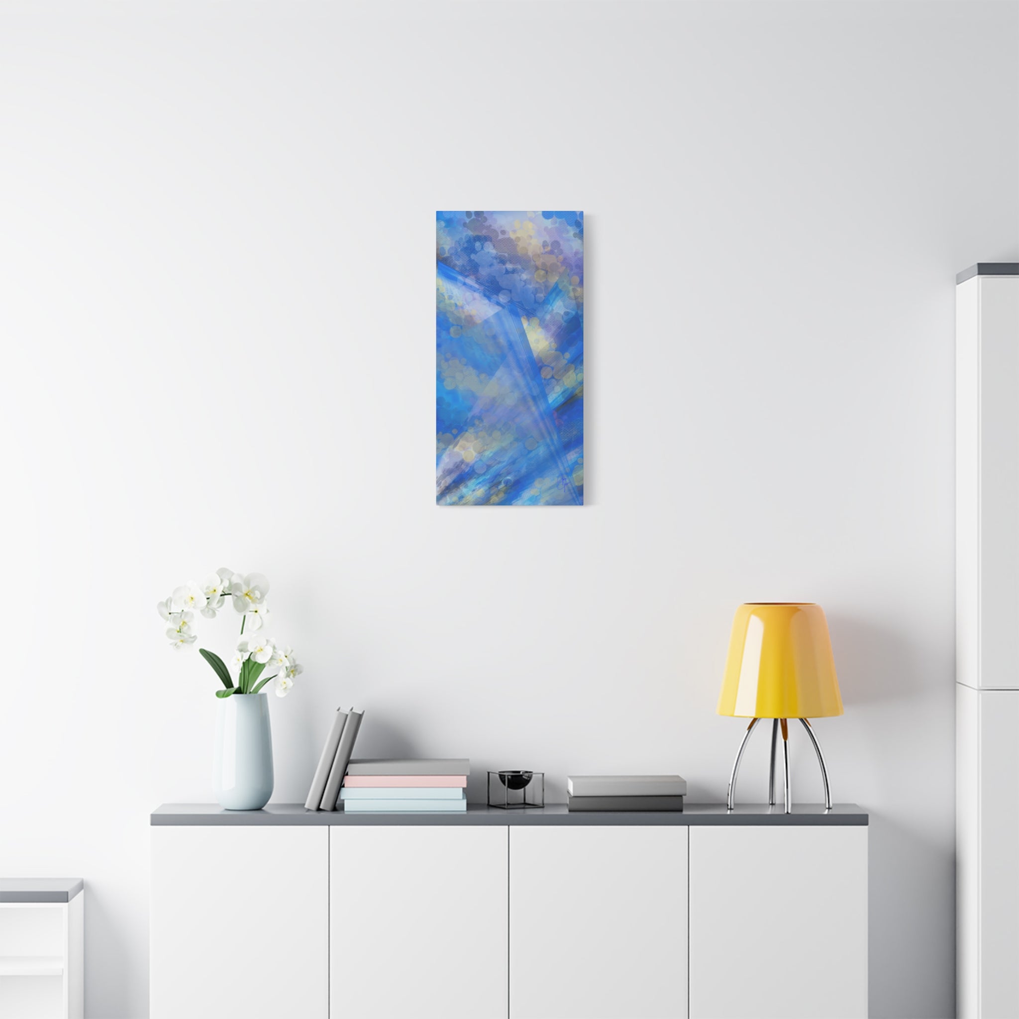 Abstract Blue Bokeh Matte Canvas Wall Art