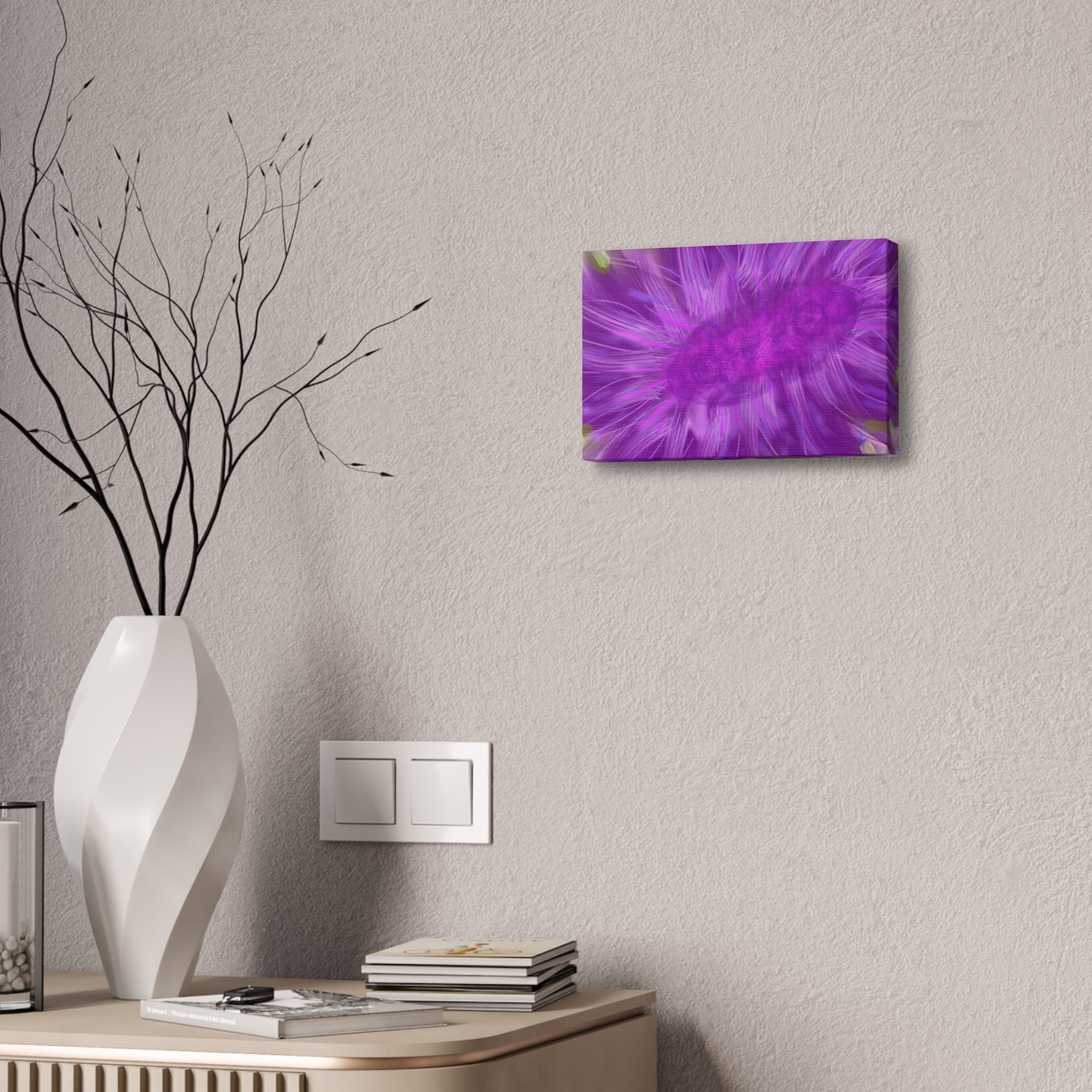 Purple Floral Burst Canvas Print – Abstract Flower Wall Art (Stretched 1.5")