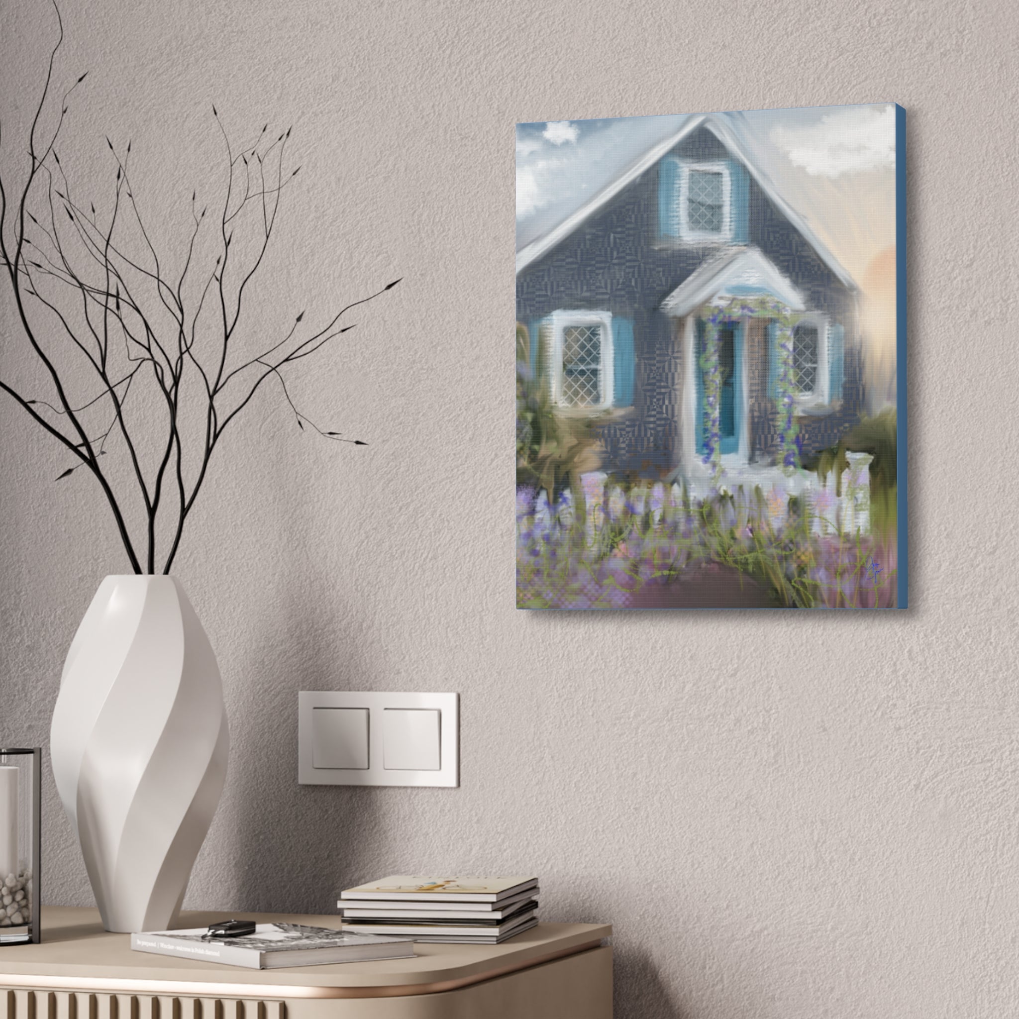 Coastal Cottage Garden Canvas Print — Stretched 1.5" Wall Art