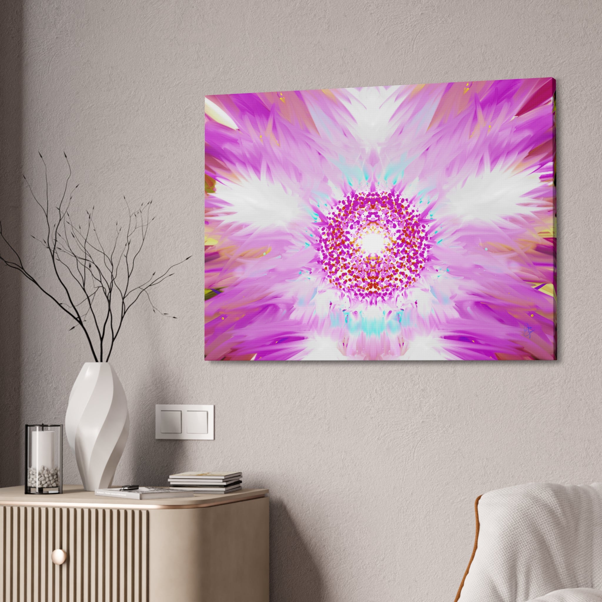 Pink Floral Mandala Canvas Print — Stretched Wall Art