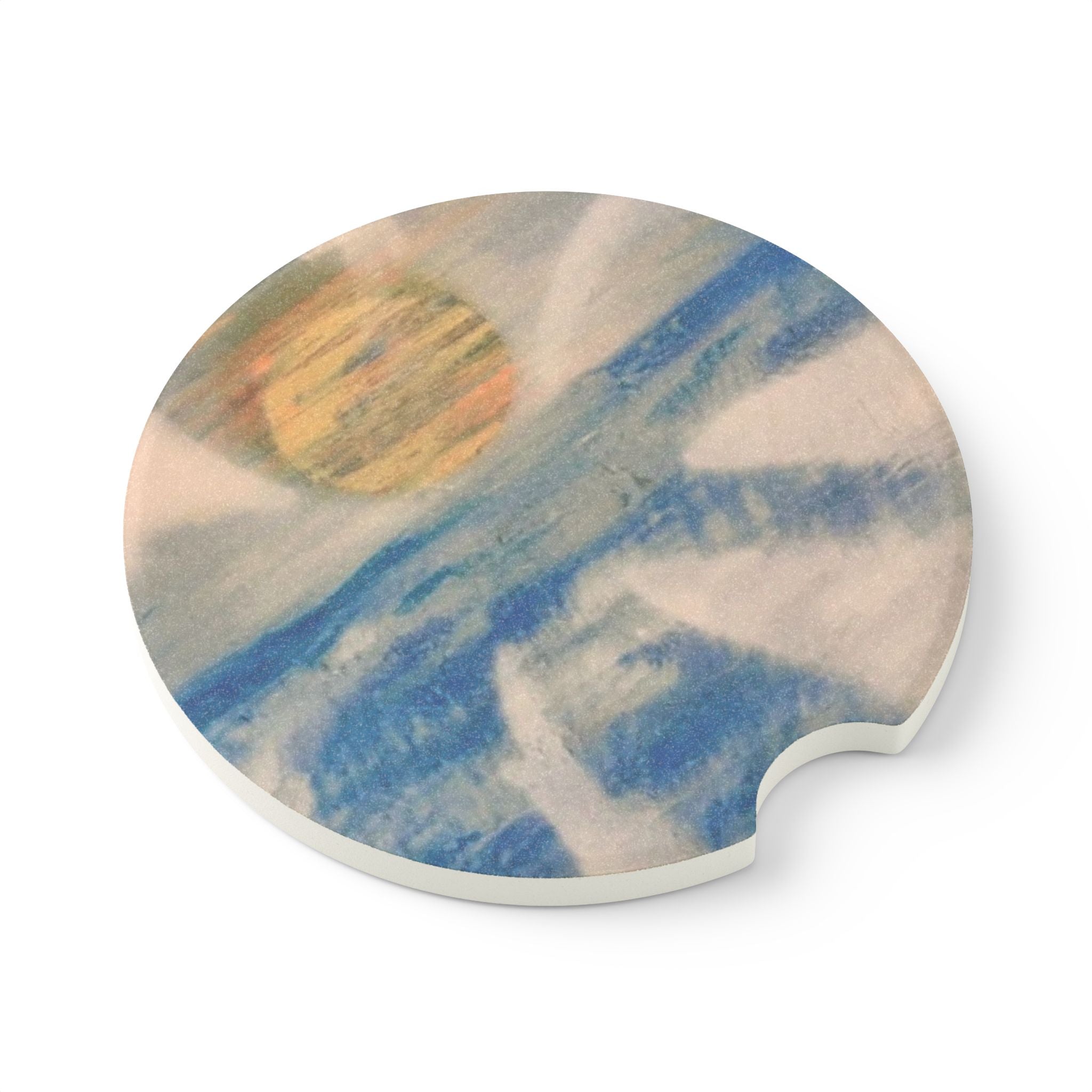 Scenic Soapstone Car Coaster - Vibrant Beach Design