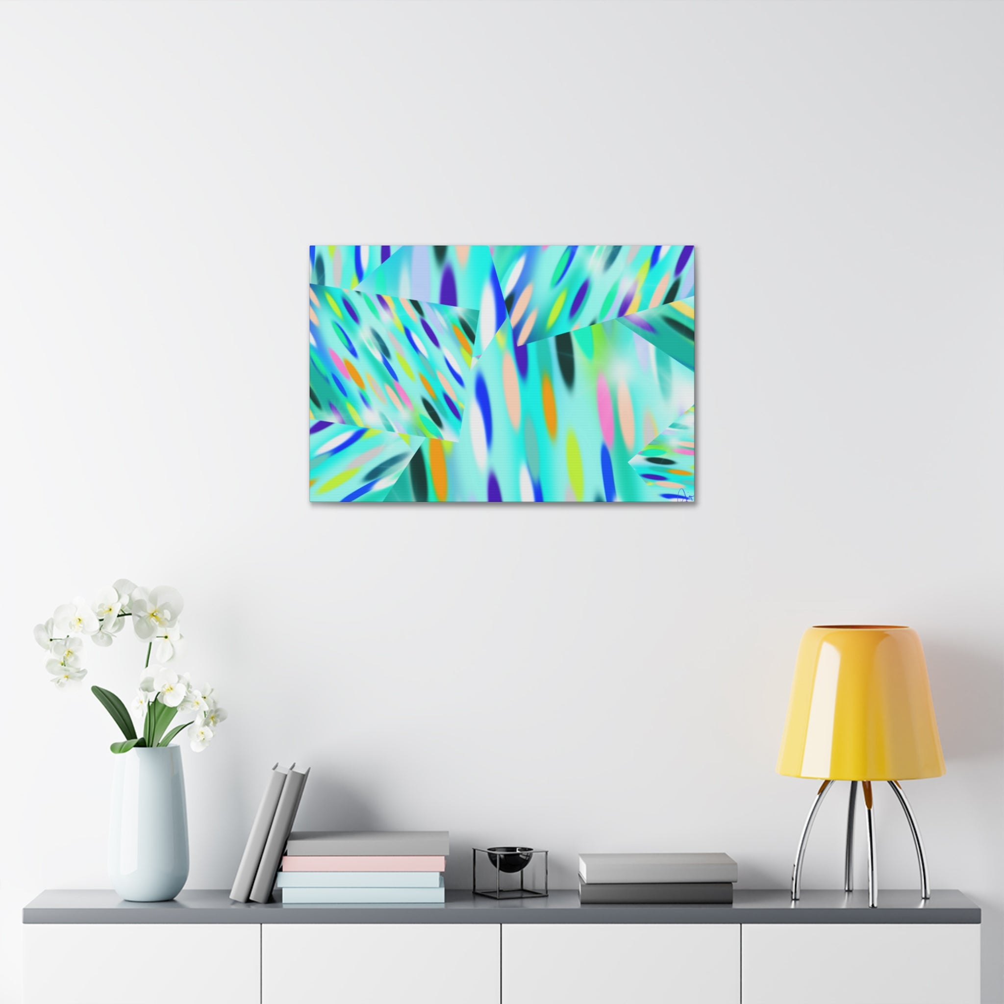 Abstract Aqua Canvas Print — Turquoise Geometric Art on Stretched 1.5" Canvas