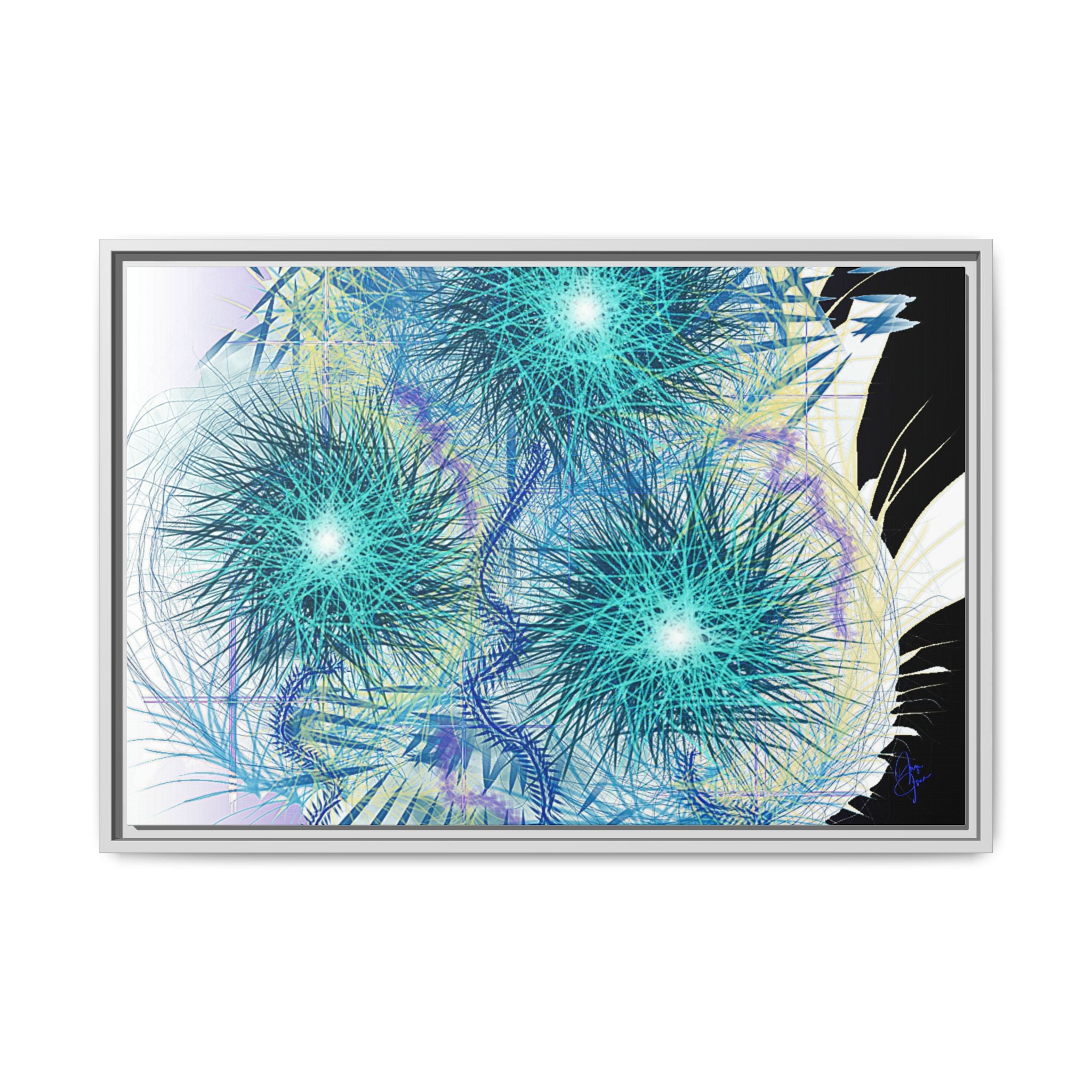 Dandelion Abstract Print Matte Canvas Framed Wall Art