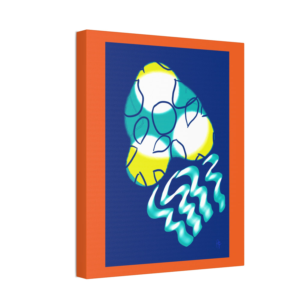 Abstract Ocean Waves Jellyfish Canvas Art — Blue & Teal Modern Wall Decor, Stretched 1.5"