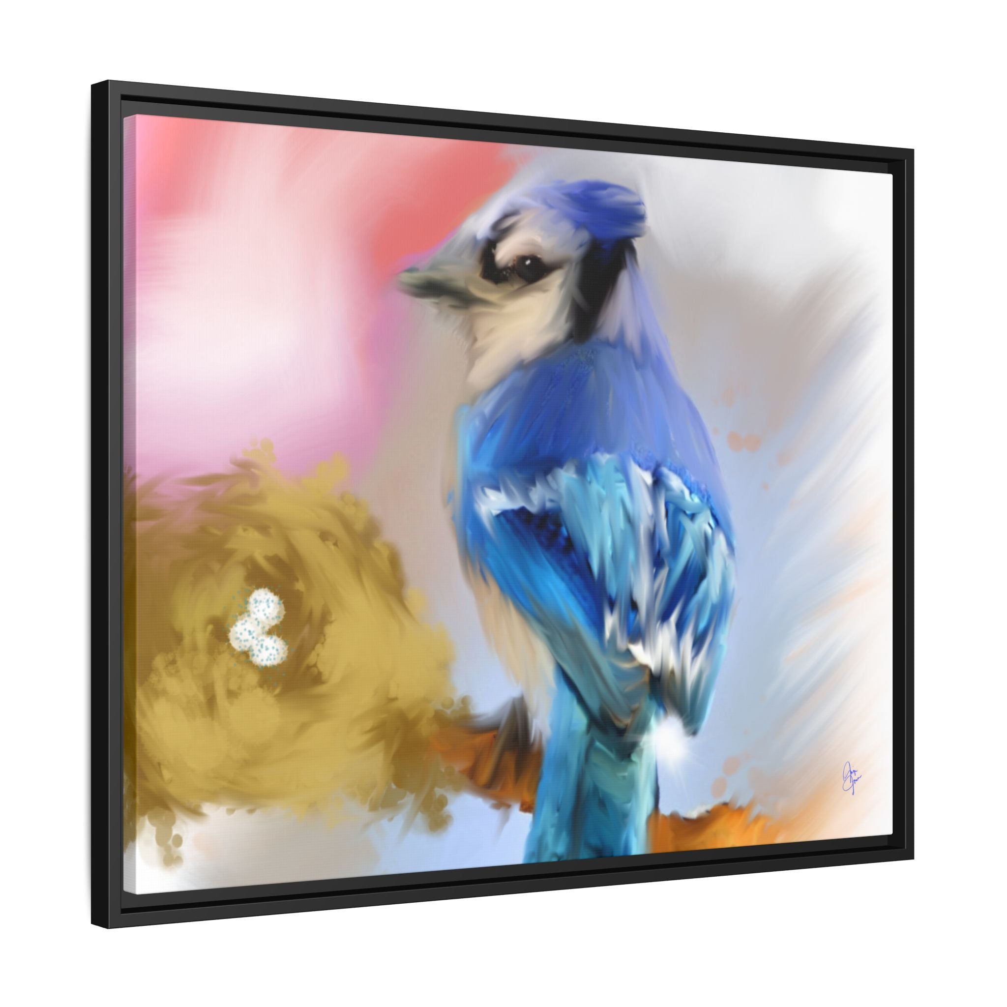 Blue Jay Art Print — Framed Matte Canvas Wall Art