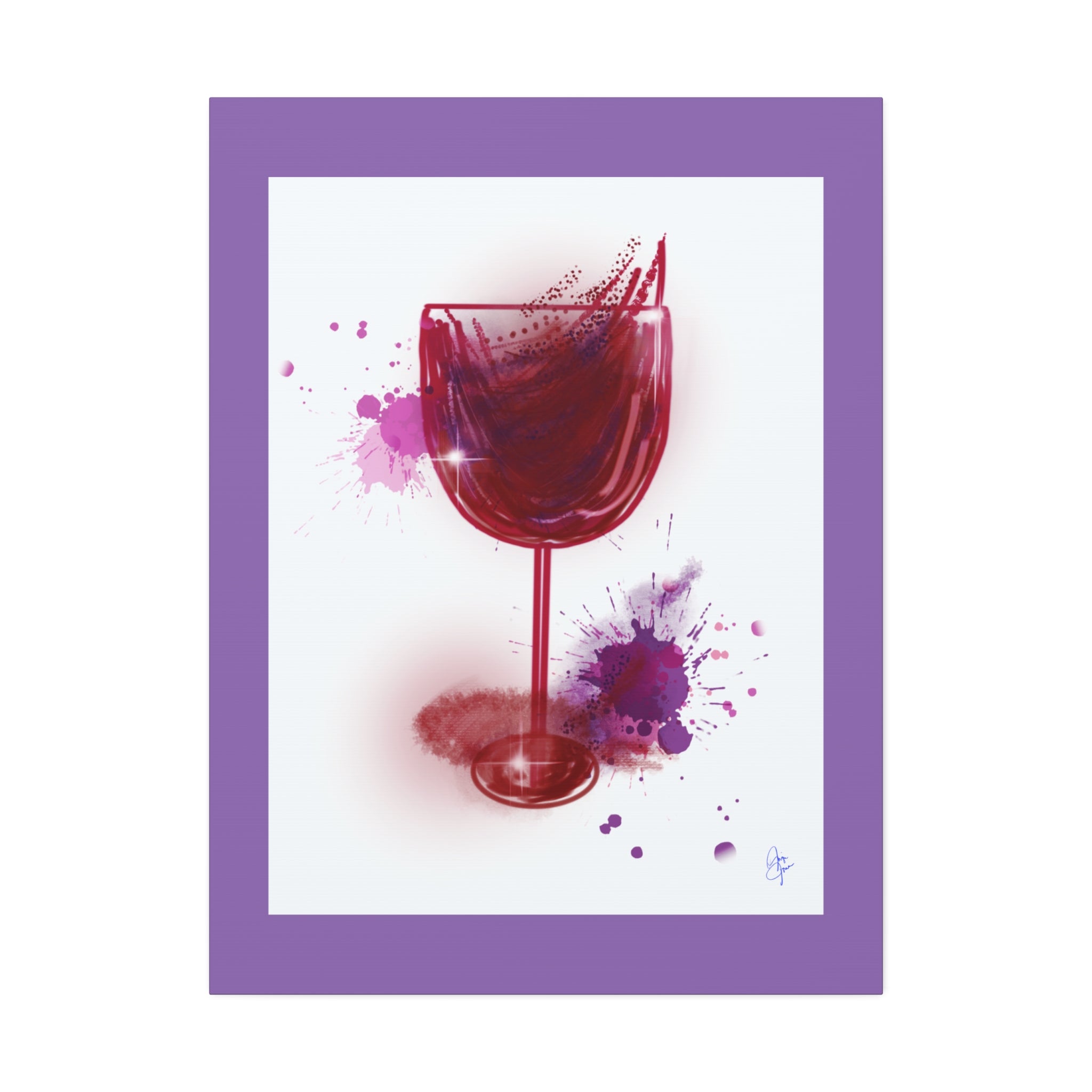 Wine Glass Art Canvas — Red Wine Splash Stretched Wall Art (1.5" Depth)