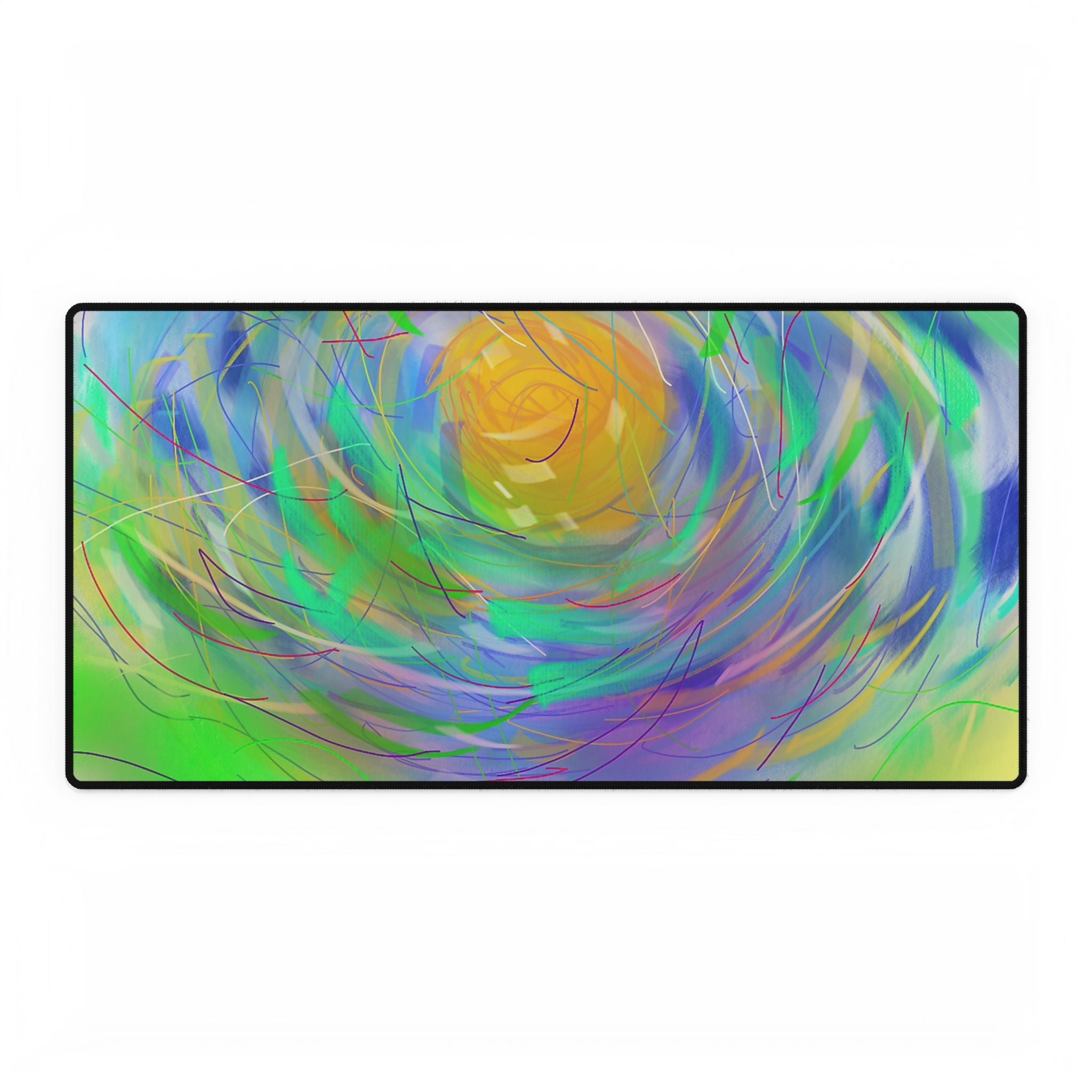 Abstract Sunrise Desk Mat — Colorful Swirl Mouse Pad for Home Office & Gaming