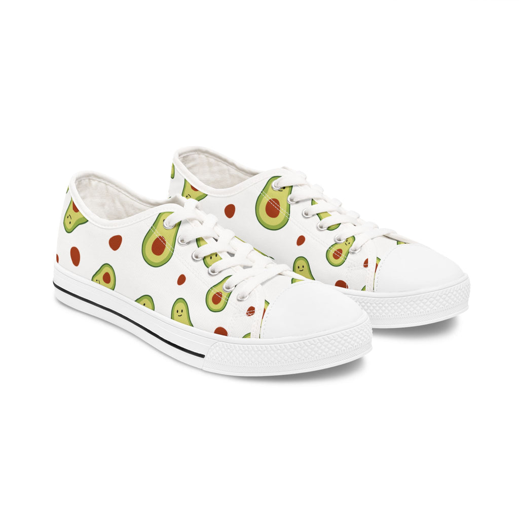 Avocado Pattern Low Top Sneakers — Cute Fruit Print Women's Canvas Shoes