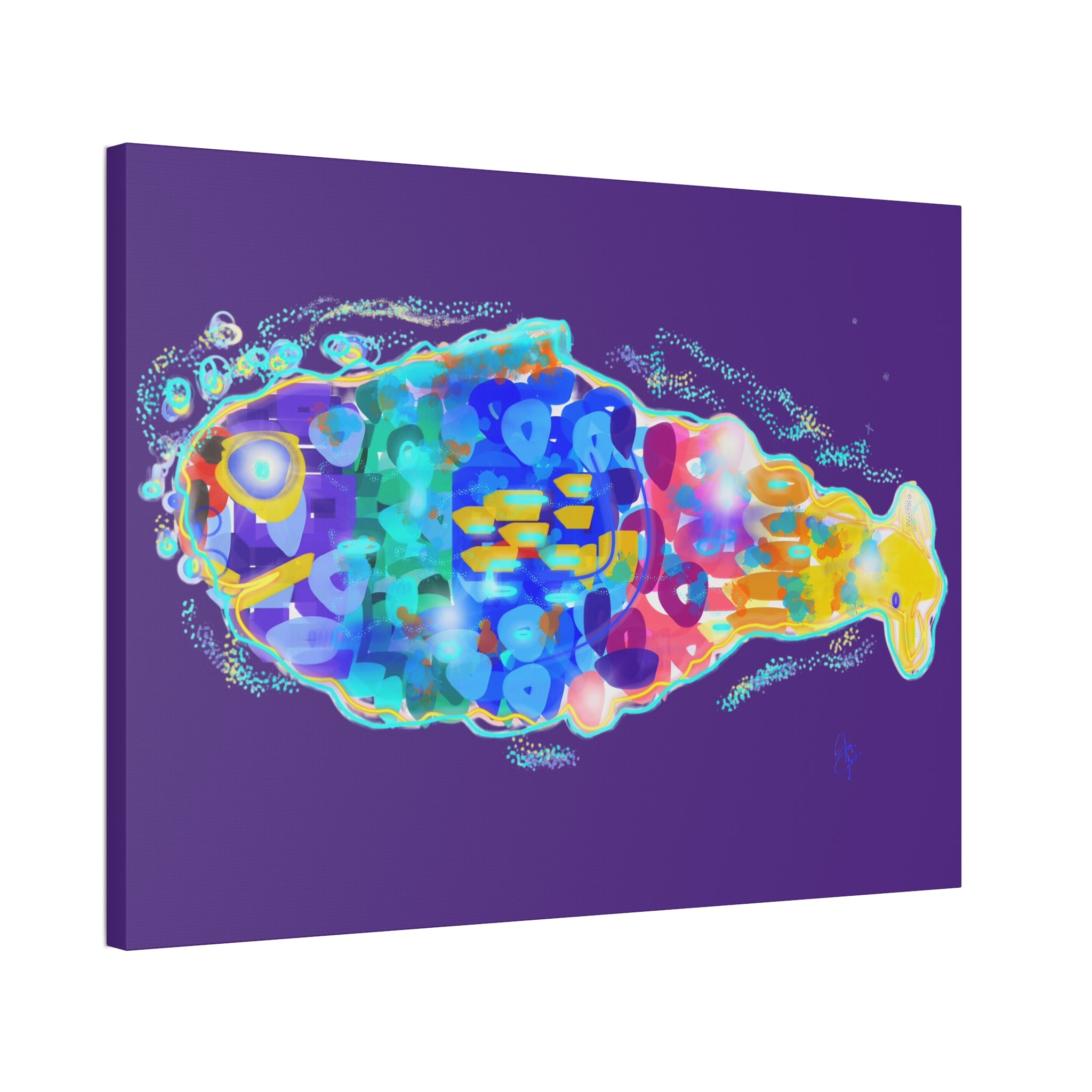 Colorful Abstract Fish Canvas Print — Vibrant Ocean Wall Art