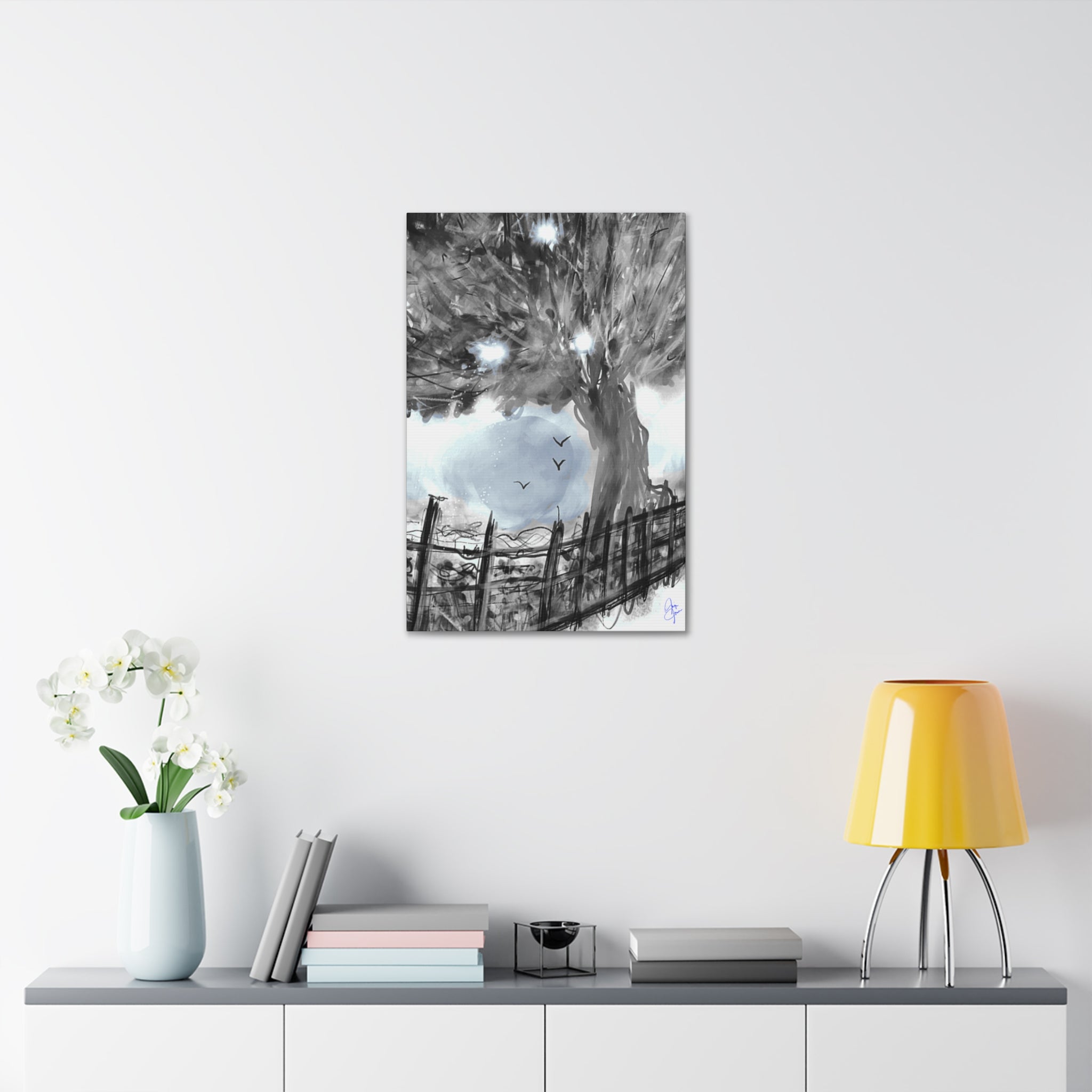 Abstract Tree Canvas Print — Black & White or Vibrant Color