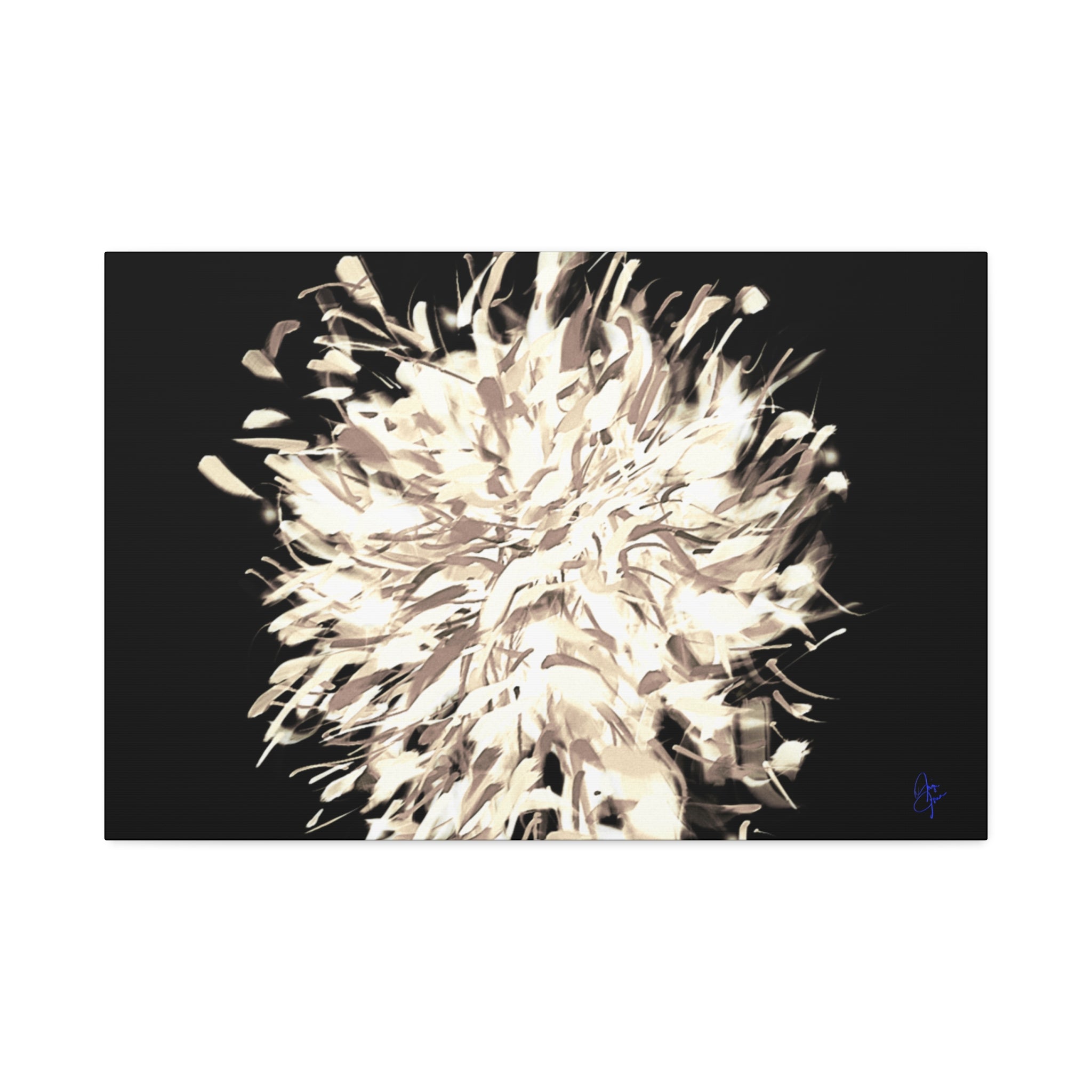Abstract Floral Canvas Print – Neutral Burst Wall Art, Stretched 1.5"