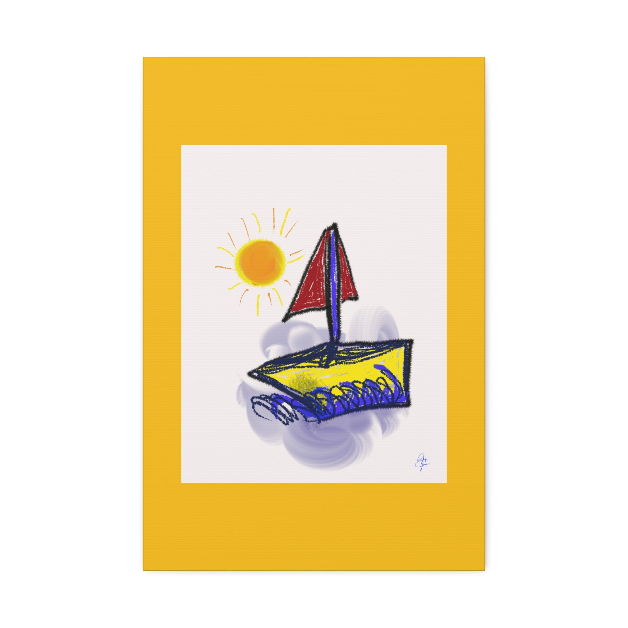 Whimsical Sailboat Canvas — Child's Room Wall Art