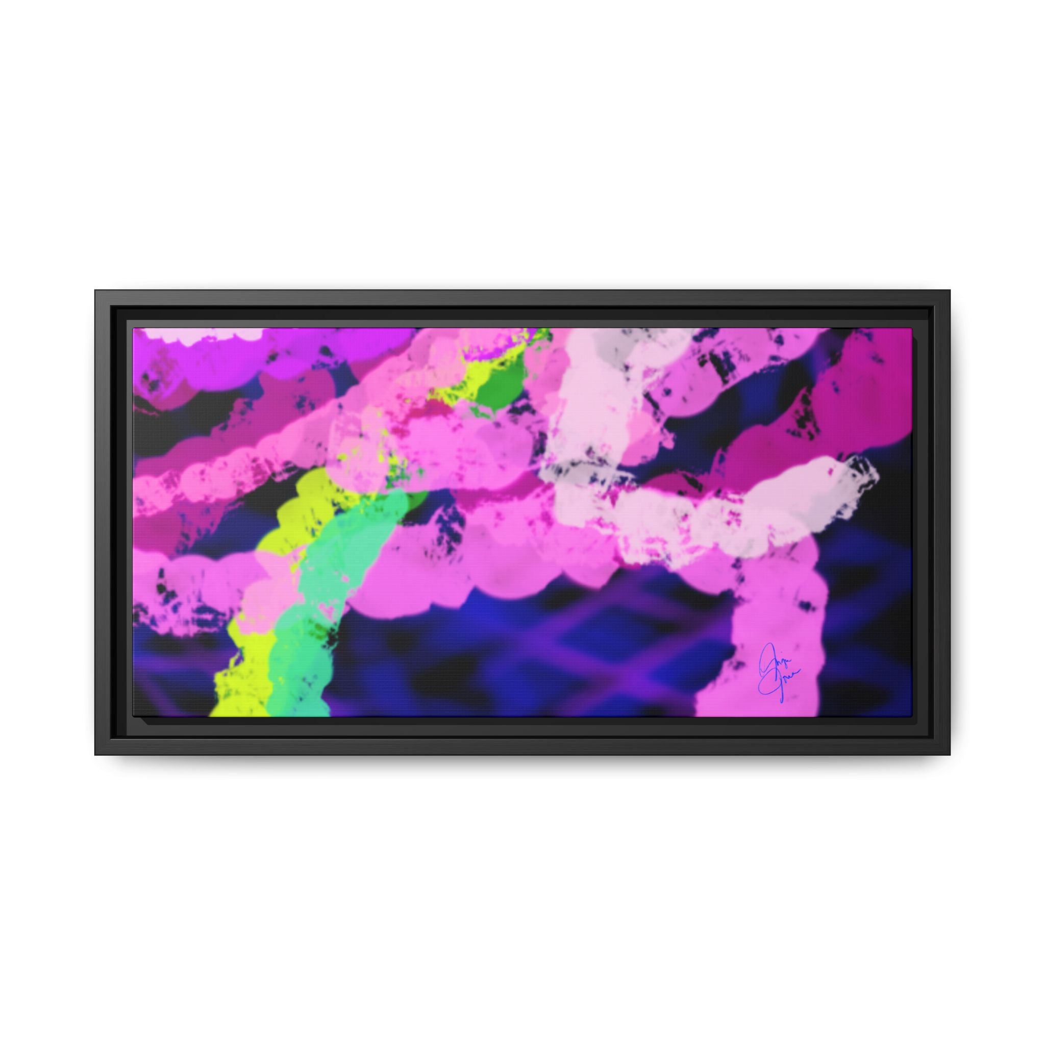 Framed Matte Canvas - Neon Rose Abstract Wall Art