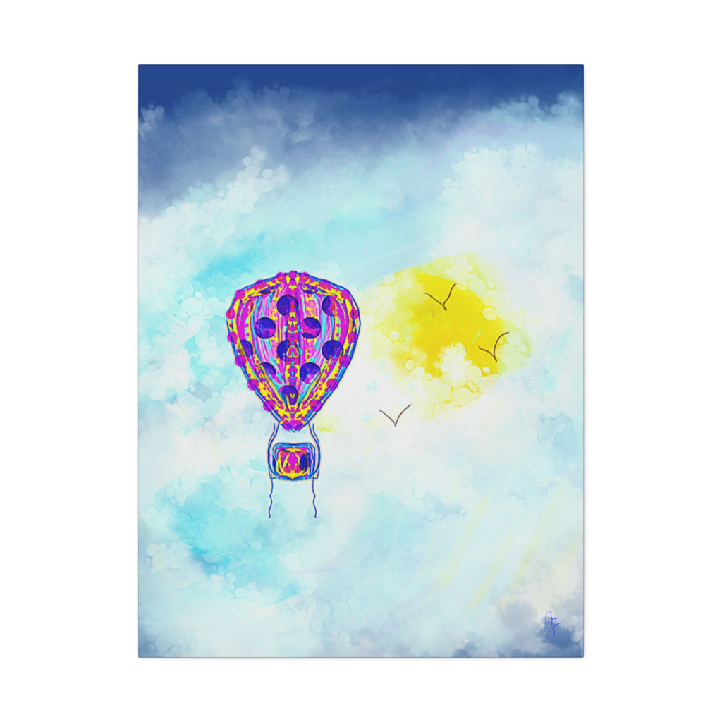 Hot Air Balloon Canvas Art – Whimsical Sunshine Nursery Wall Décor (Stretched Canvas)