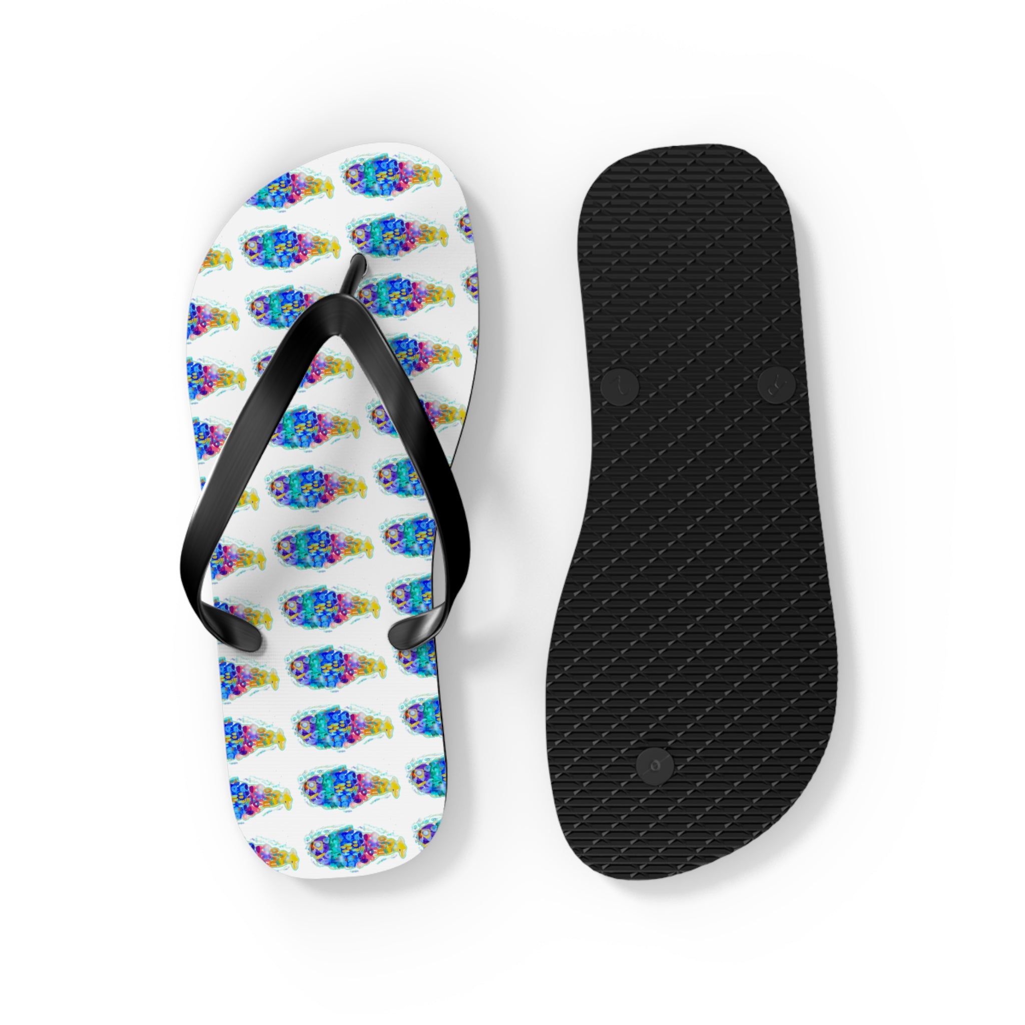 Colorful Tie-Dye Fish Flip Flops — Summer Beach Sandals