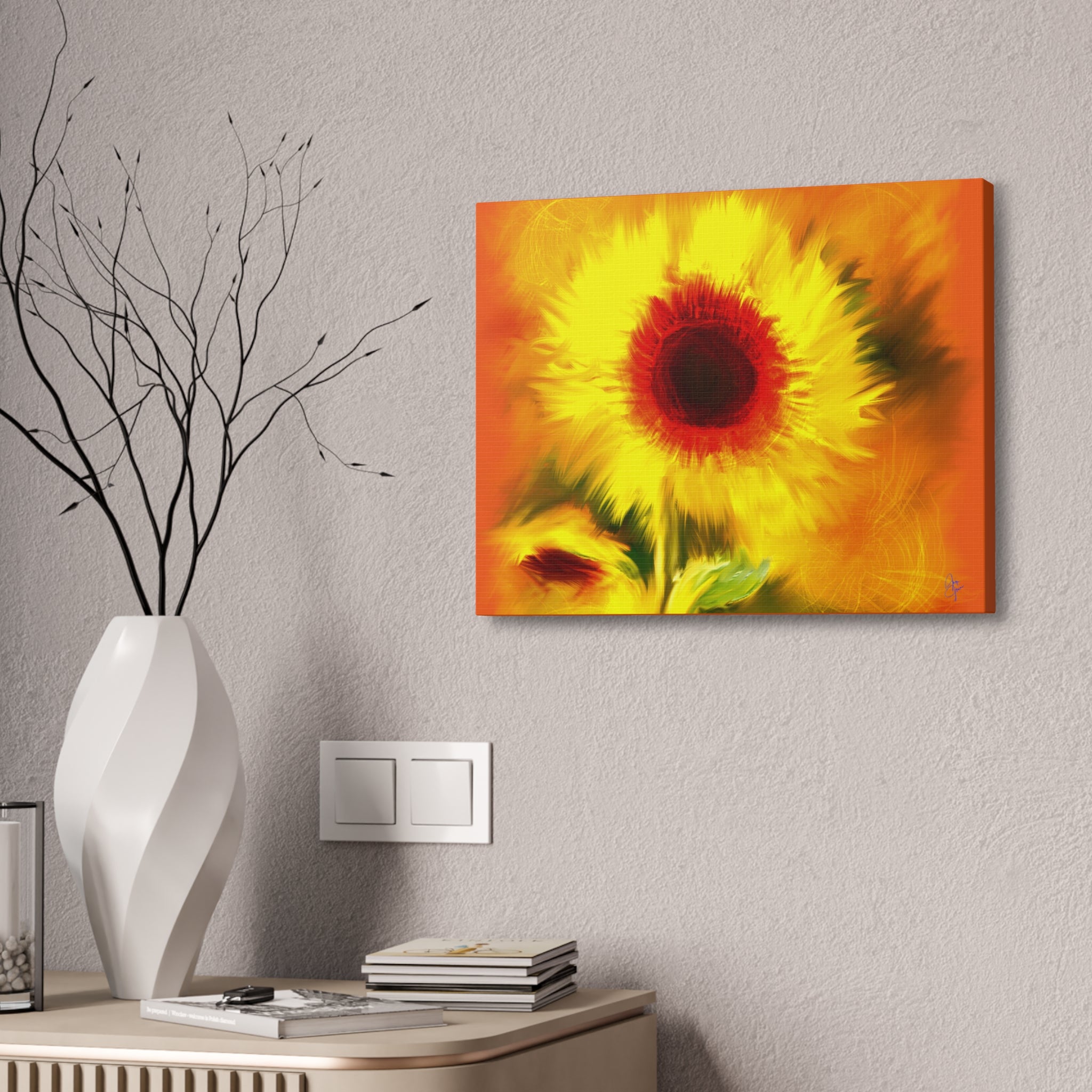 Sunflower Canvas Print – Bright Yellow Floral Wall Art (Stretched 1.5")