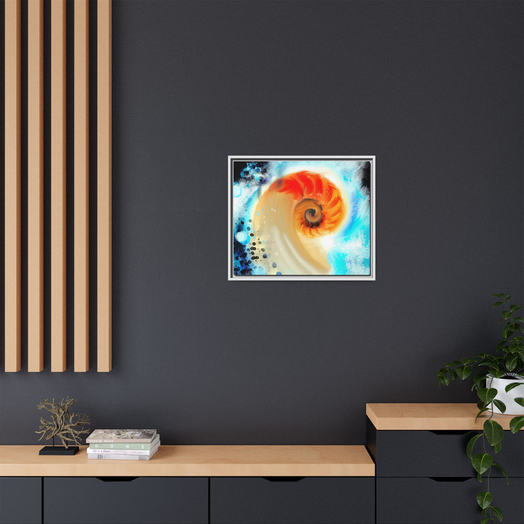Framed Abstract Spiral Canvas Art — Vibrant Nautical Wave Print