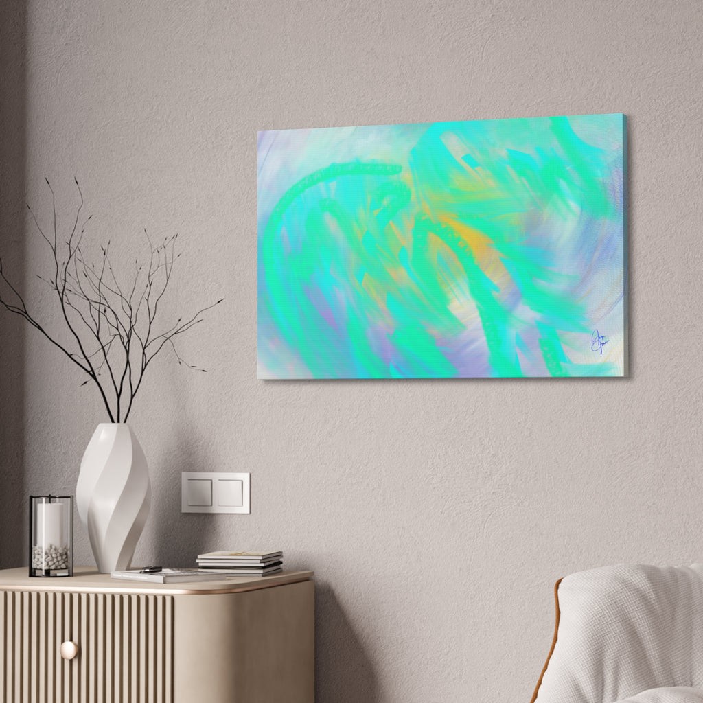 Turquoise Abstract Canvas Print – Ocean Breeze Stretched Wall Art