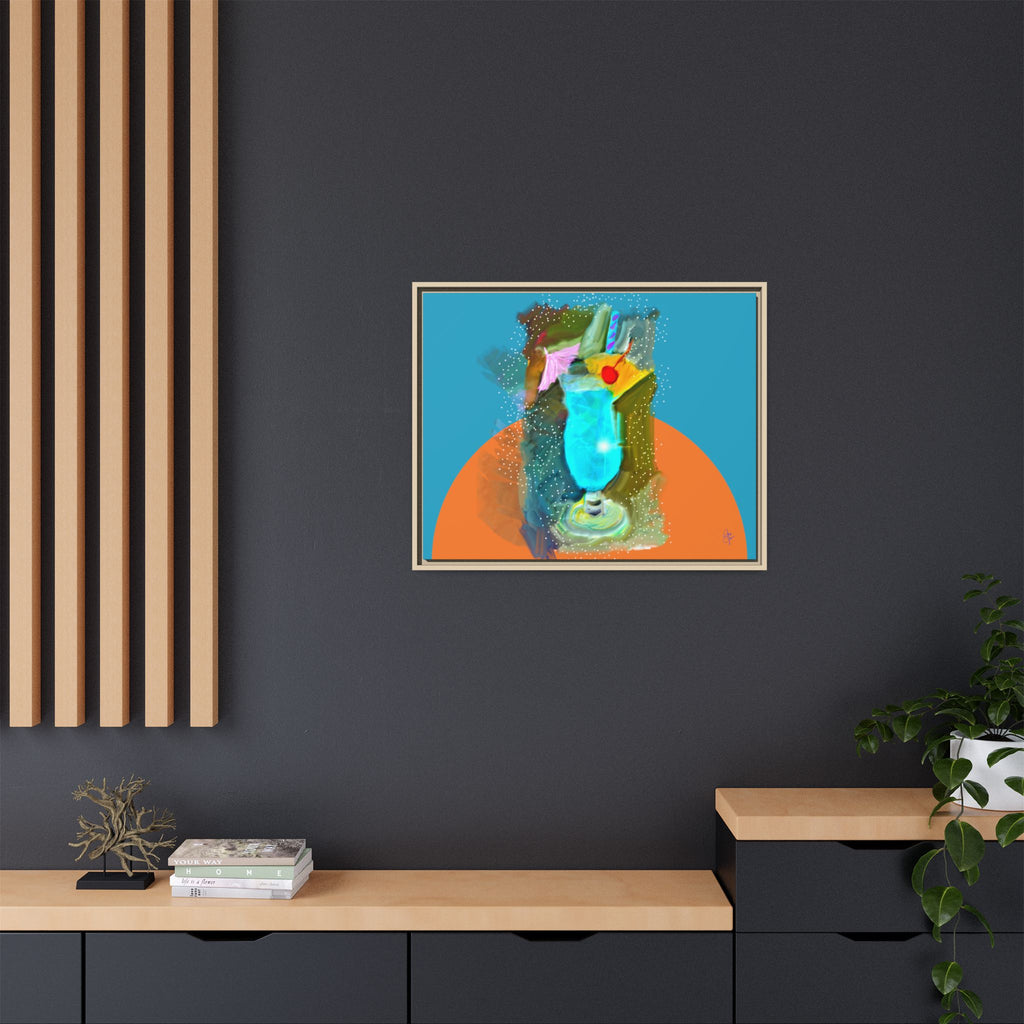 Tropical Blue Cocktail Canvas Print — Framed Matte Bar Art