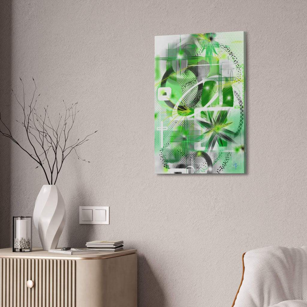 Abstract Green Geometric Canvas Stretched Print