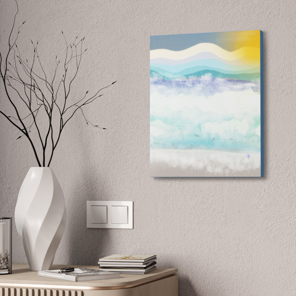 Serene Coastal Watercolor Canvas Print — Stretched 1.5"