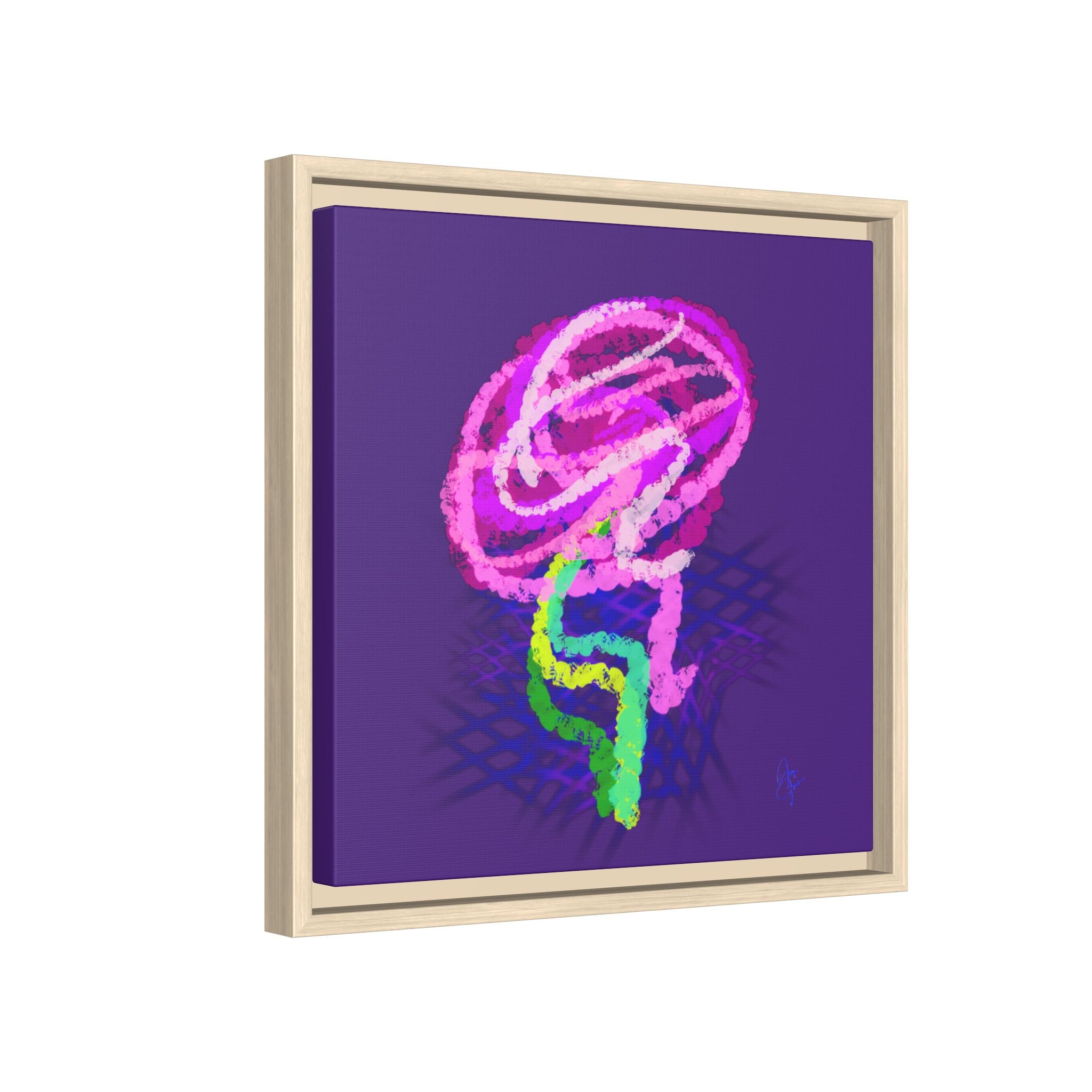 Framed Matte Canvas - Neon Rose Abstract Wall Art